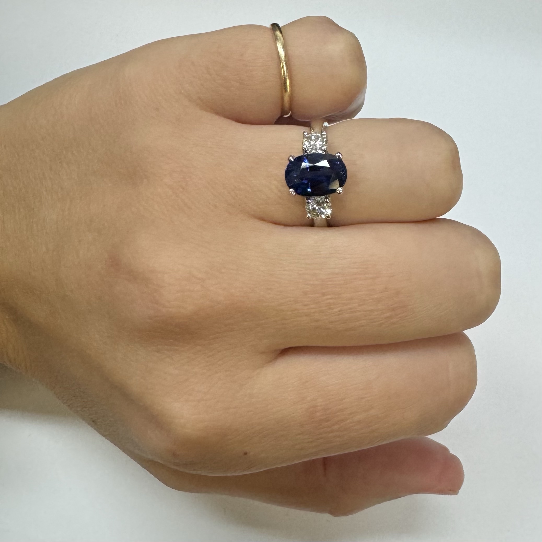 14k White Gold 3.00 Carat Genuine Sapphire & Diamond Ring - Image 11