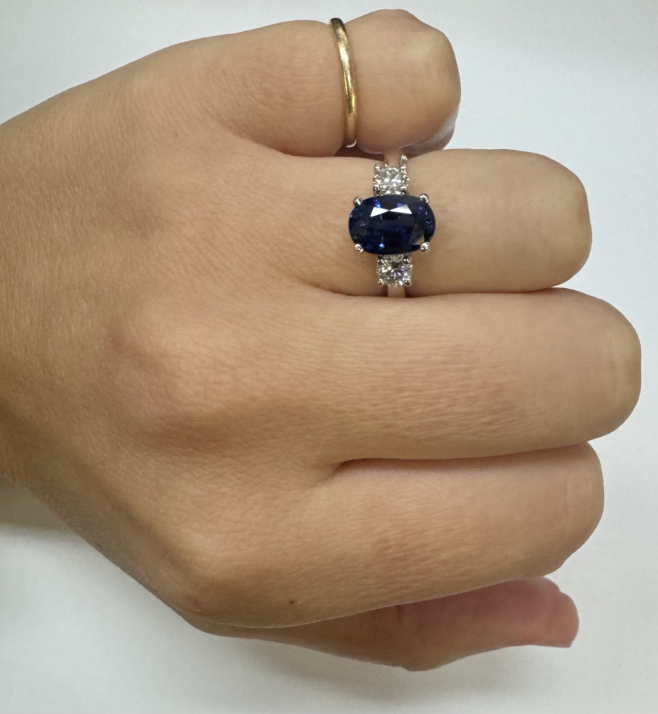 14k White Gold 3.00 Carat Genuine Sapphire & Diamond Ring - Image 12