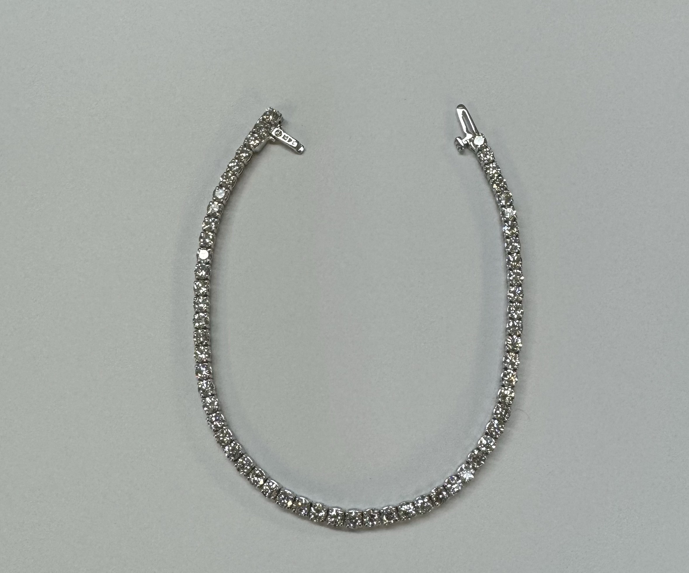 14k White Gold Genuine 5.15 Cttw Round Brilliant Cut Diamond Bracelet - Image 40