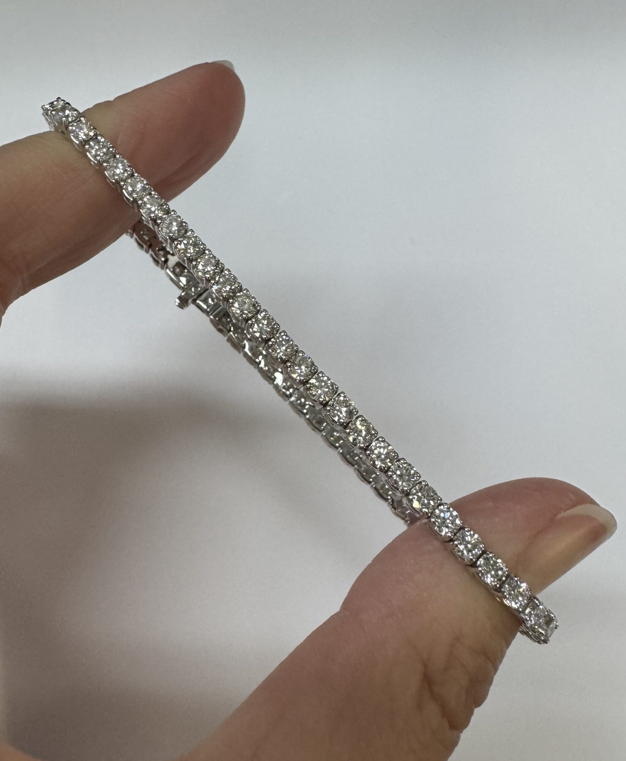 14k White Gold Genuine 5.15 Cttw Round Brilliant Cut Diamond Bracelet - Image 30
