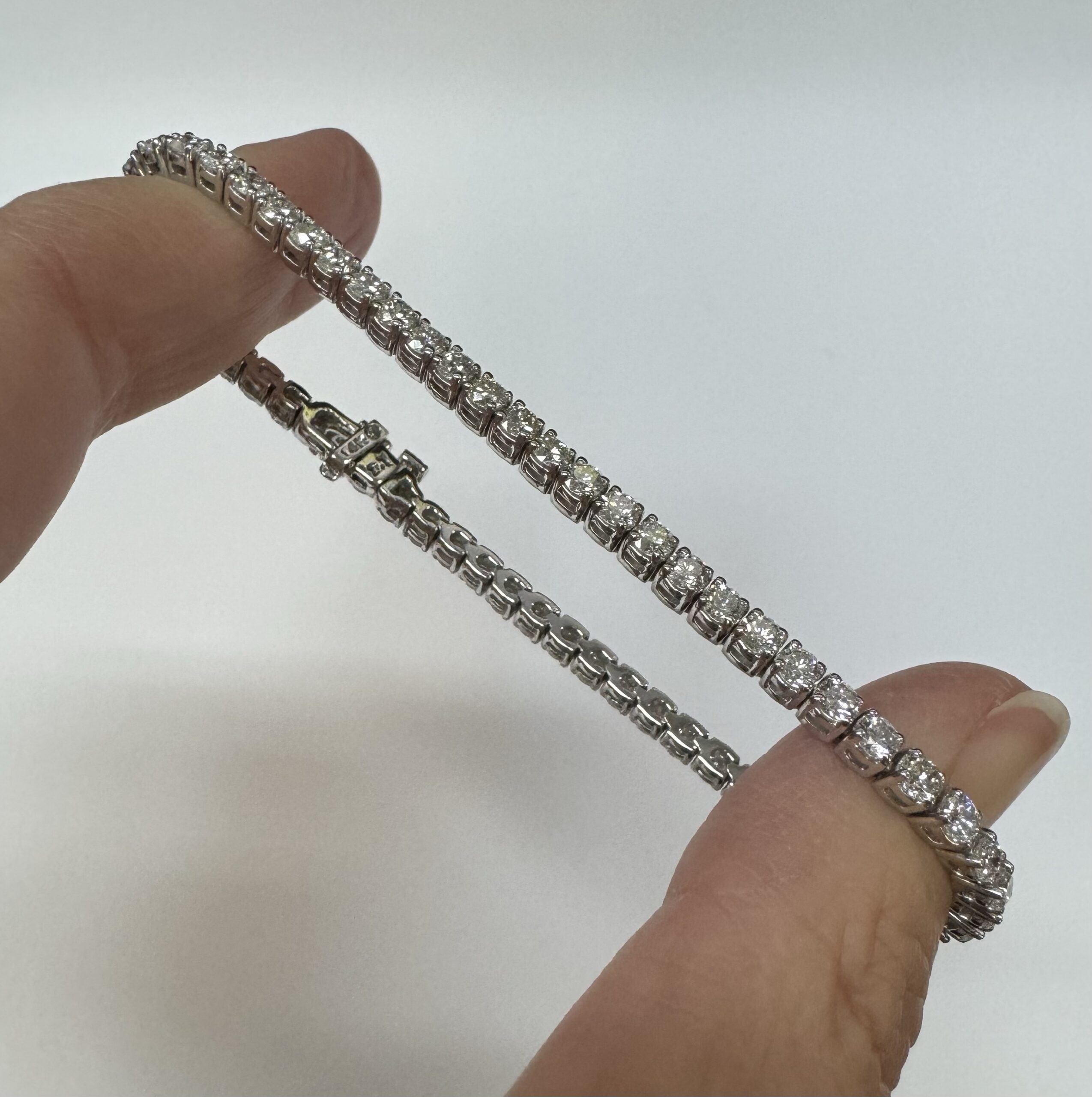 14k White Gold Genuine 5.15 Cttw Round Brilliant Cut Diamond Bracelet - Image 28