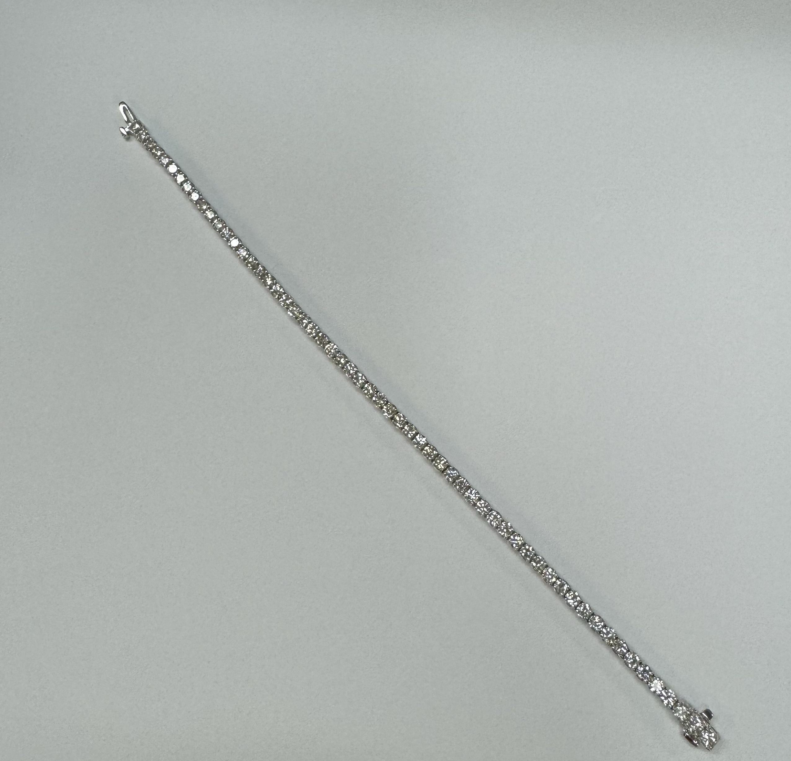 14k White Gold Genuine 5.15 Cttw Round Brilliant Cut Diamond Bracelet - Image 20