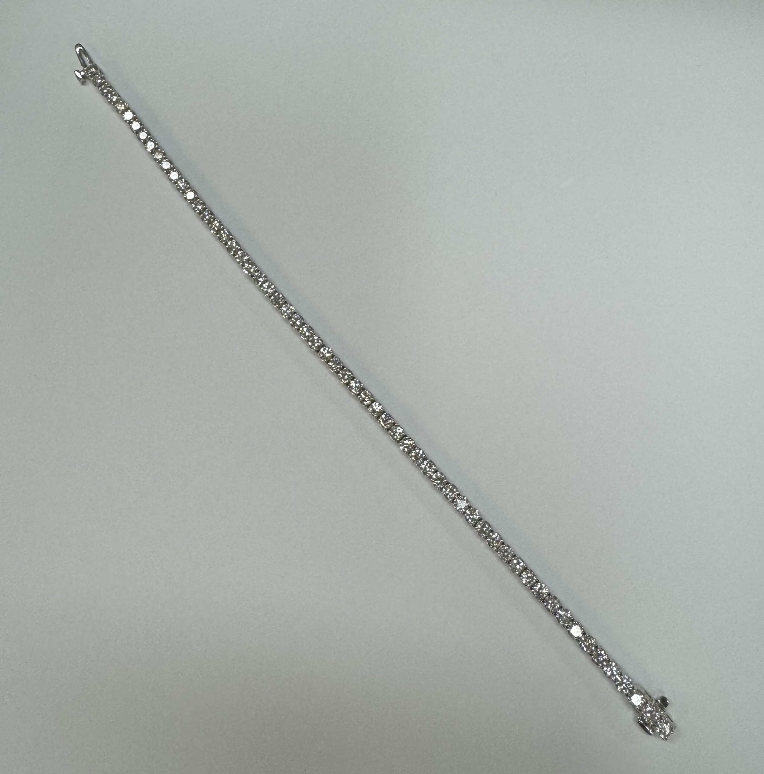 14k White Gold Genuine 5.15 Cttw Round Brilliant Cut Diamond Bracelet - Image 19