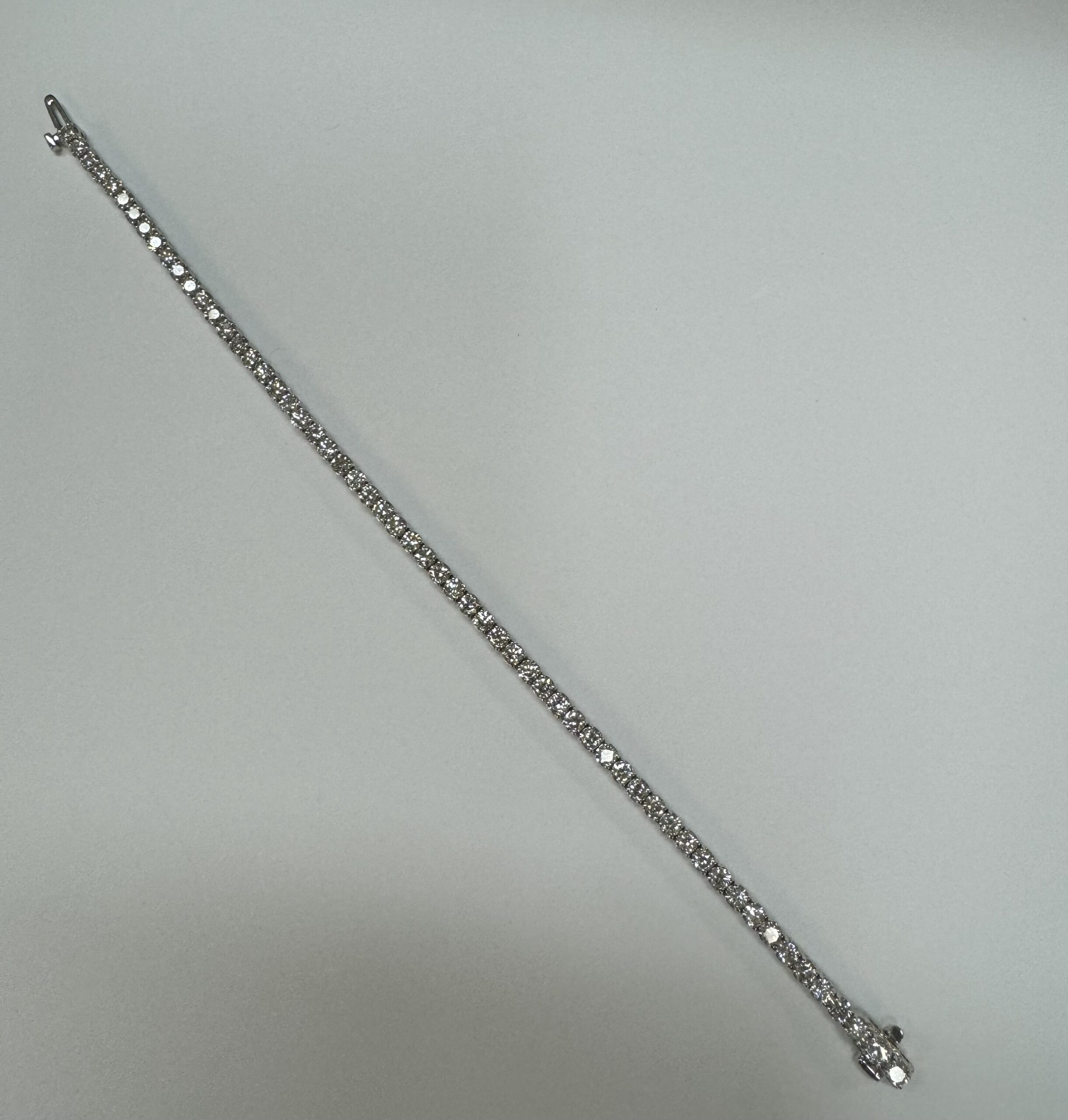 14k White Gold Genuine 5.15 Cttw Round Brilliant Cut Diamond Bracelet - Image 18