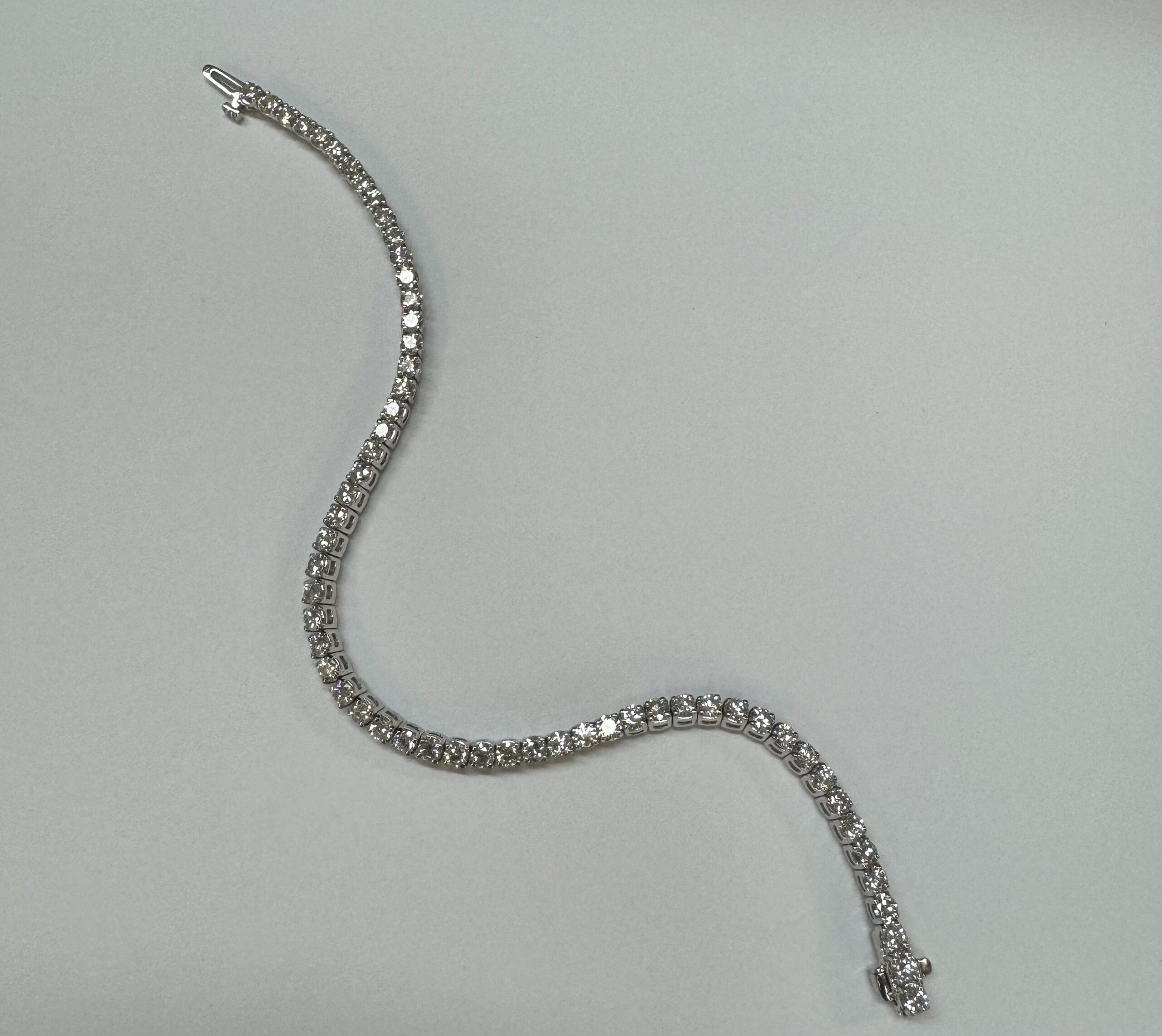 14k White Gold Genuine 5.15 Cttw Round Brilliant Cut Diamond Bracelet - Image 17