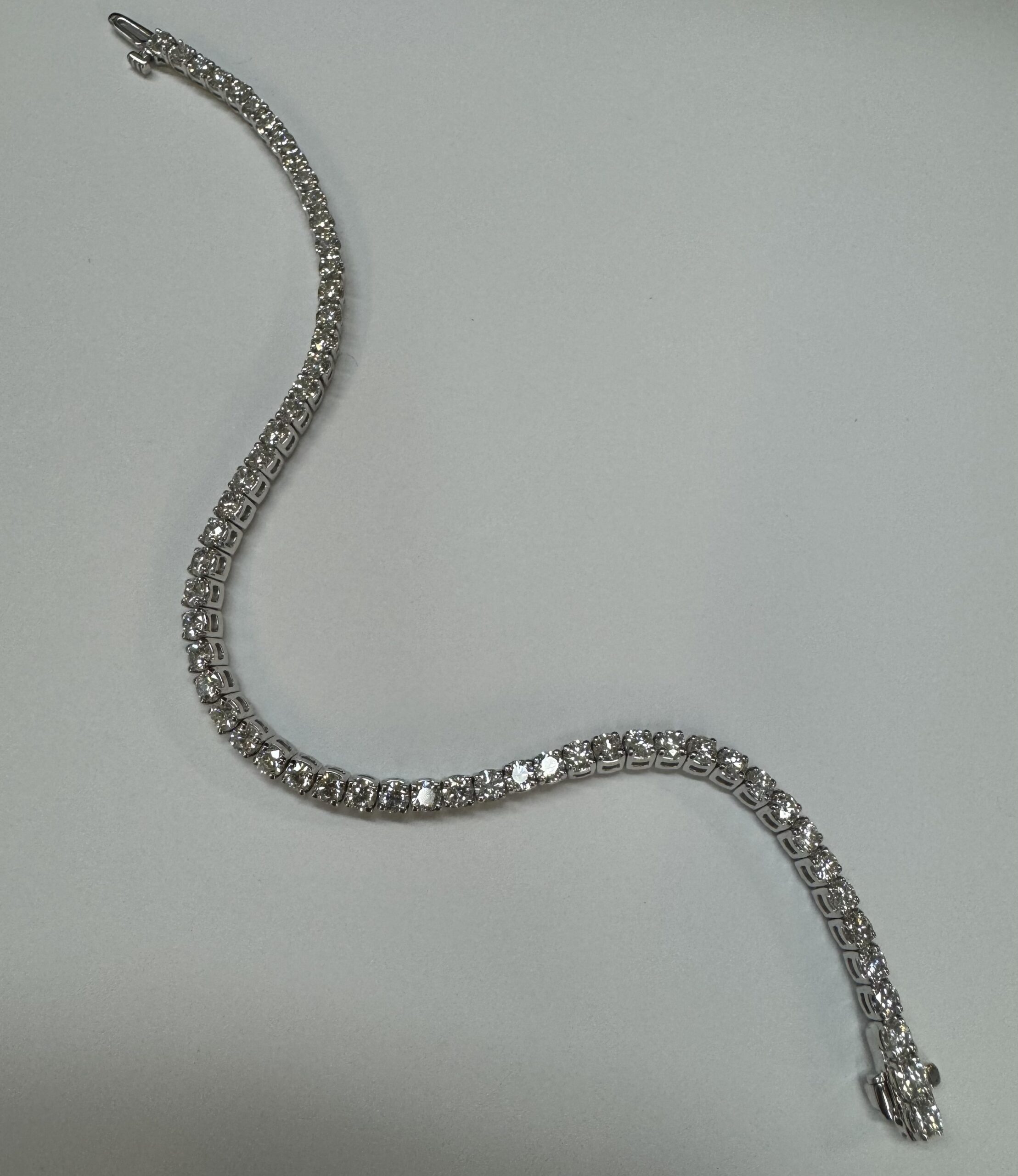 14k White Gold Genuine 5.15 Cttw Round Brilliant Cut Diamond Bracelet - Image 16