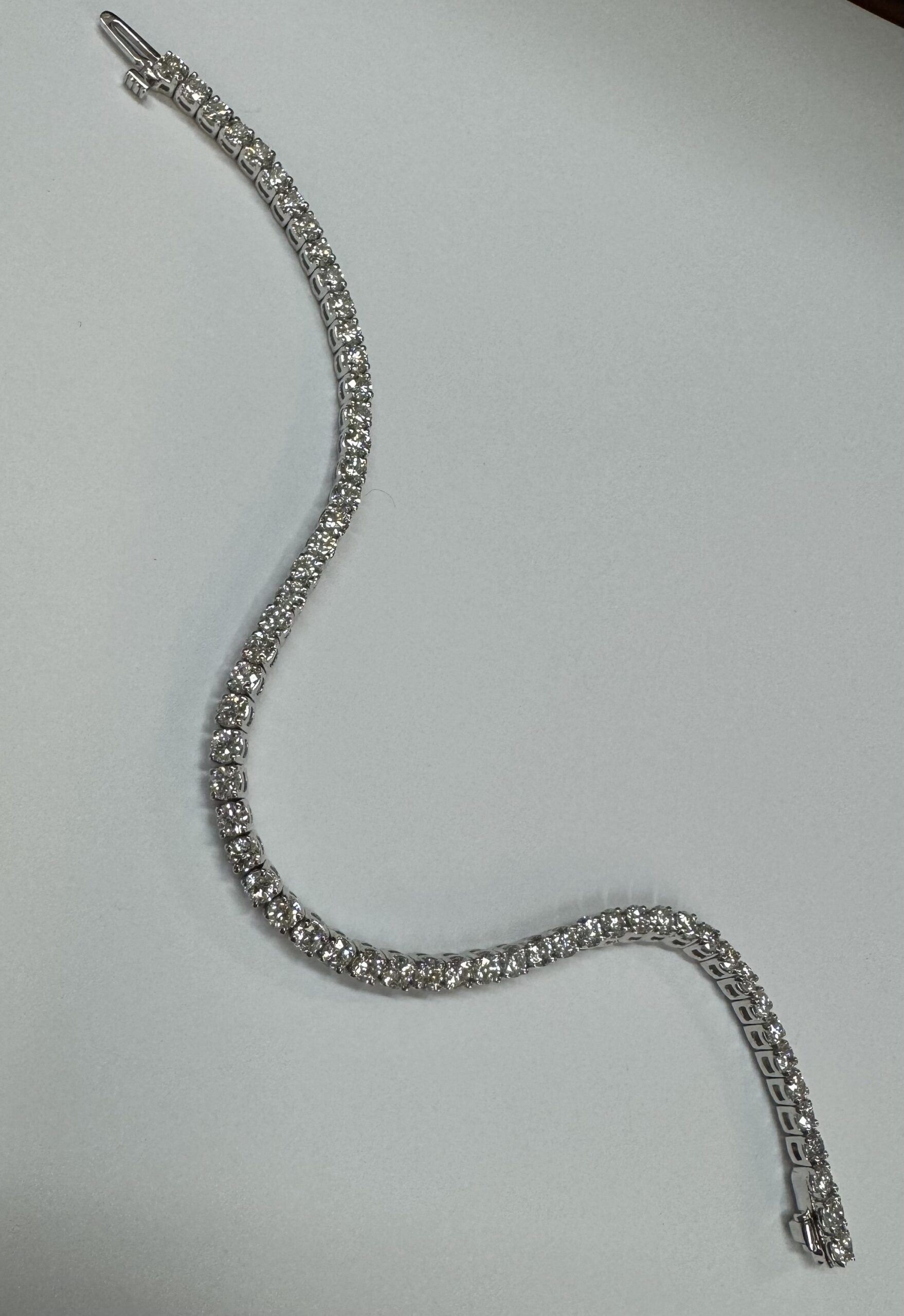 14k White Gold Genuine 5.15 Cttw Round Brilliant Cut Diamond Bracelet - Image 15