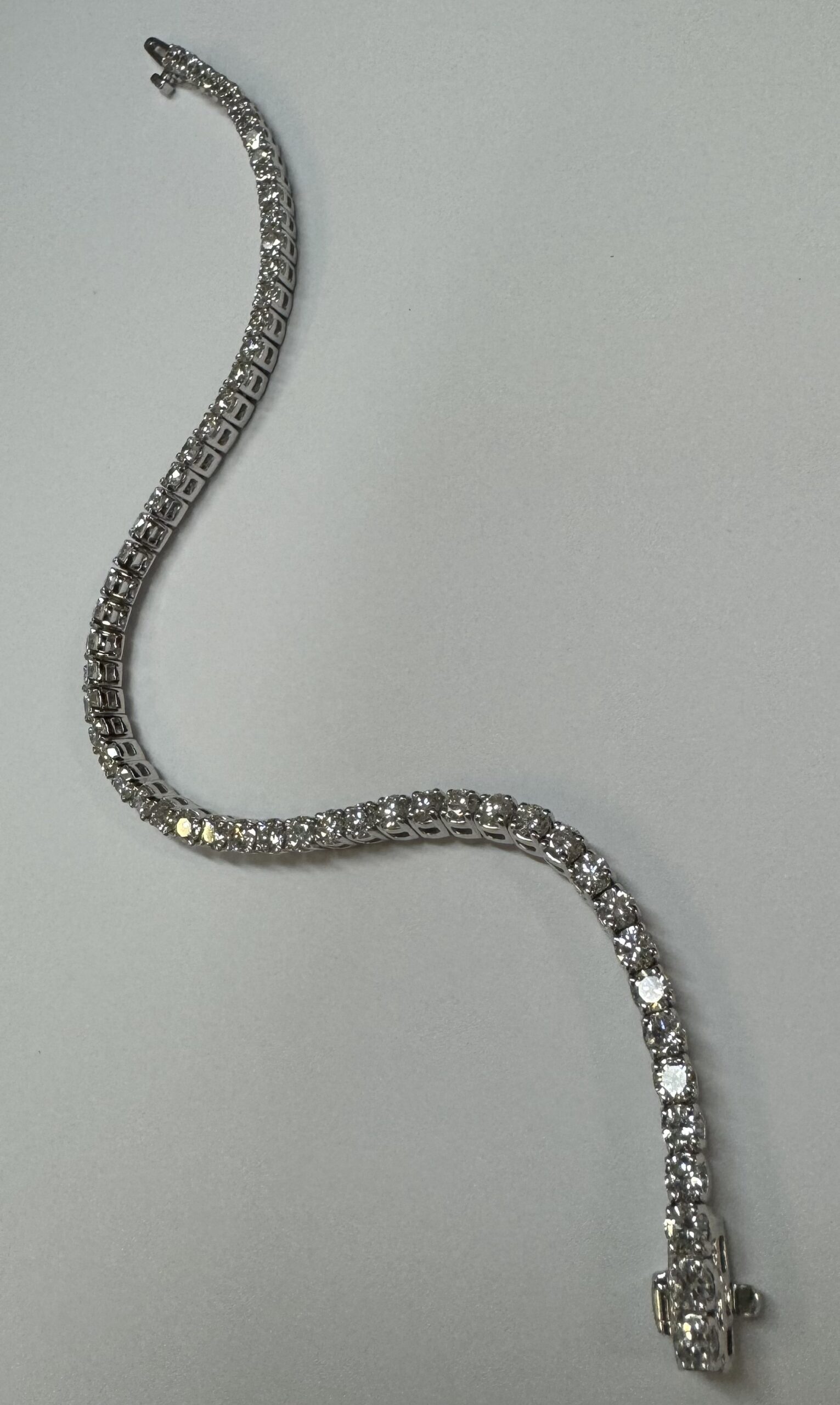 14k White Gold Genuine 5.15 Cttw Round Brilliant Cut Diamond Bracelet - Image 14