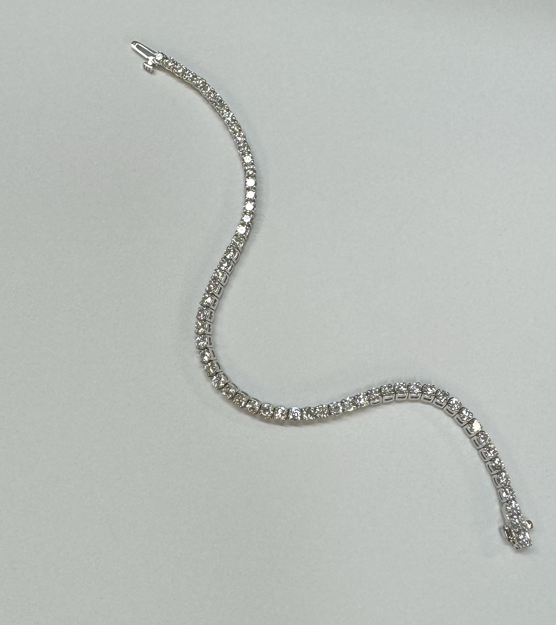 14k White Gold Genuine 5.15 Cttw Round Brilliant Cut Diamond Bracelet - Image 13