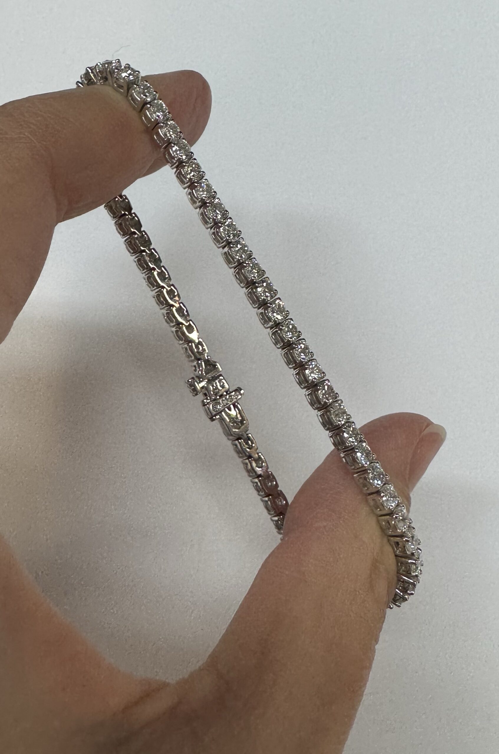 14k White Gold Genuine 5.15 Cttw Round Brilliant Cut Diamond Bracelet - Image 10