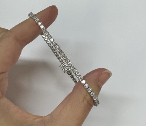 14k White Gold Genuine 5.15 Cttw Round Brilliant Cut Diamond Bracelet