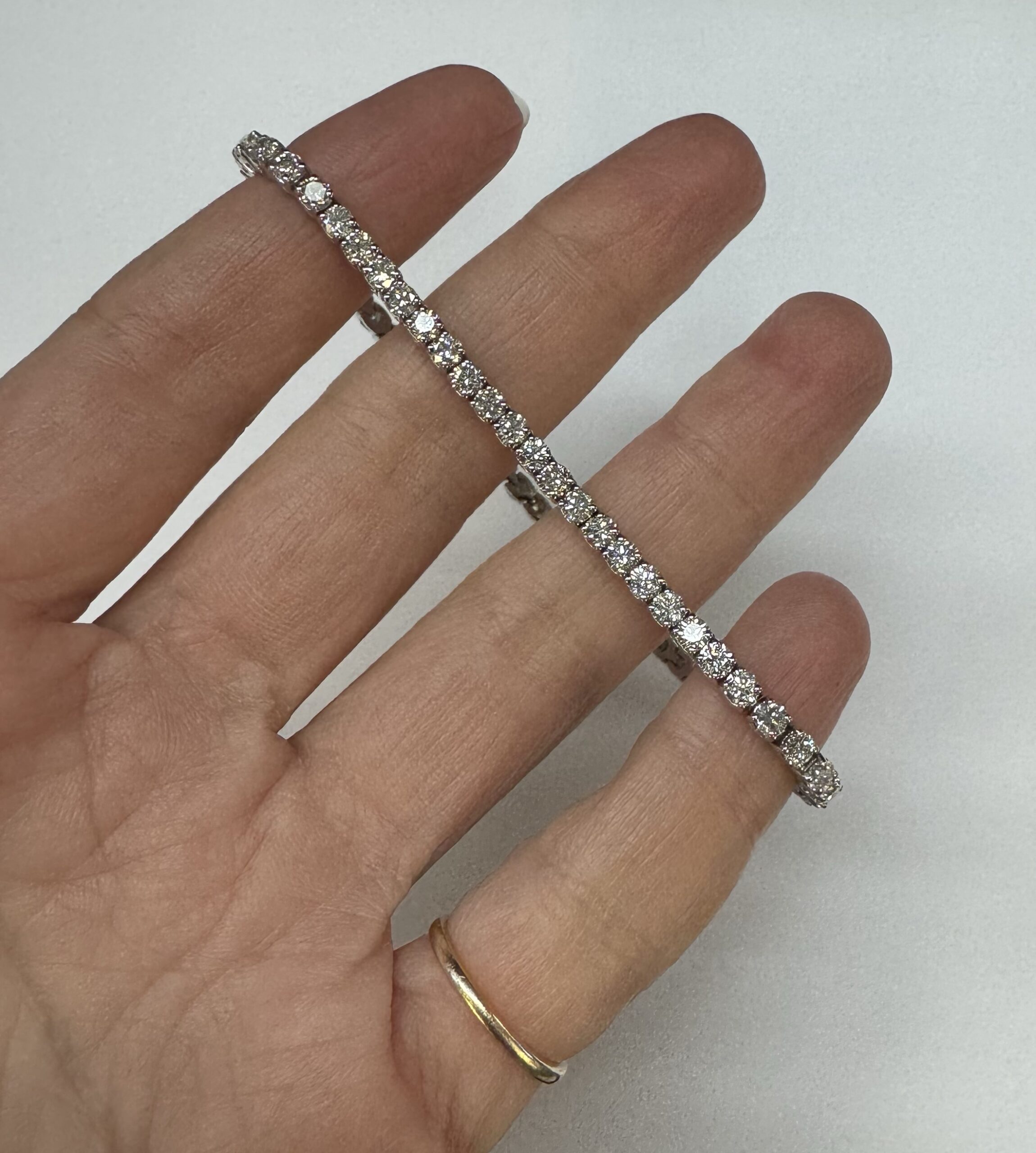 14k White Gold Genuine 5.15 Cttw Round Brilliant Cut Diamond Bracelet - Image 2