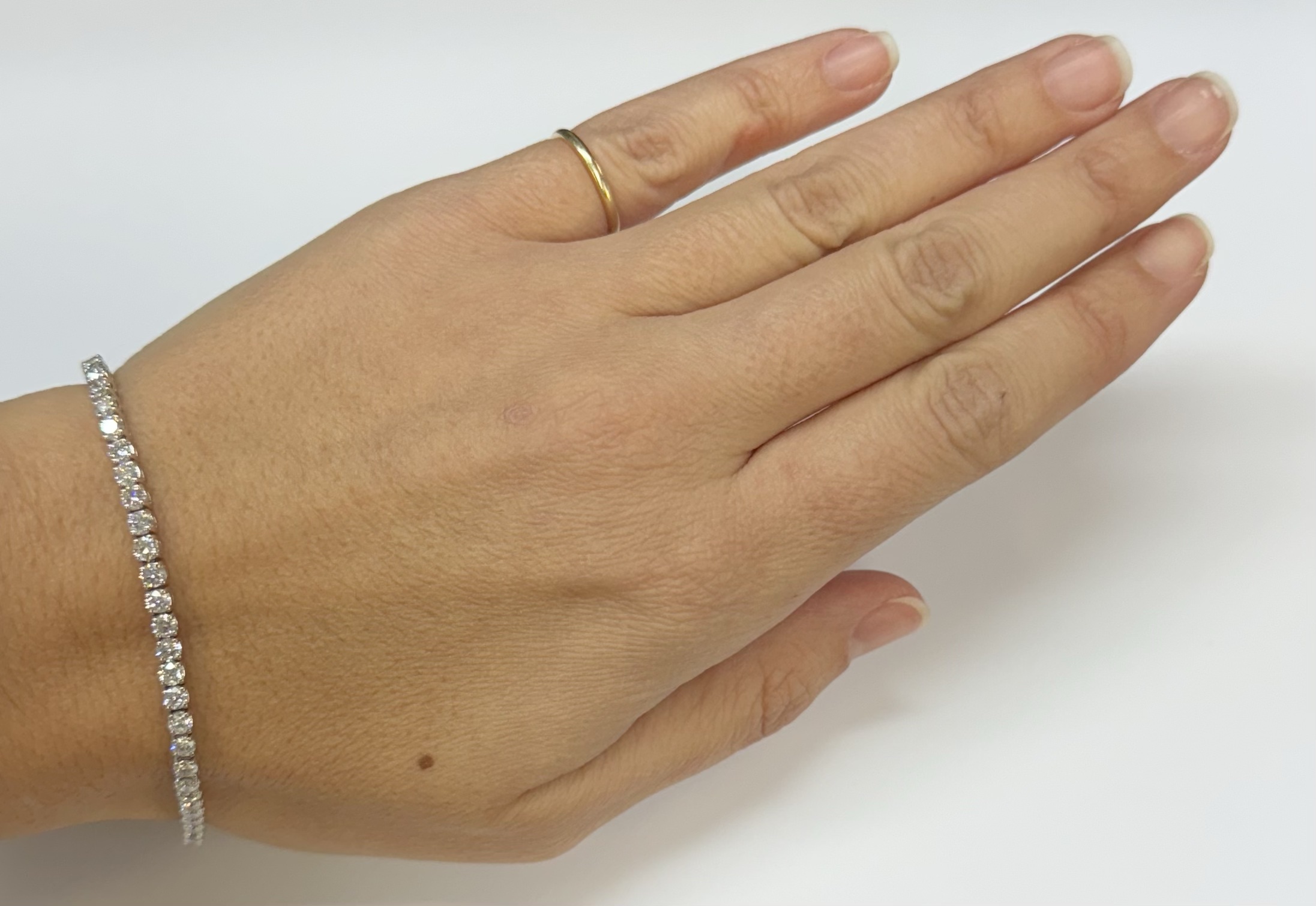 14k White Gold Genuine 5.15 Cttw Round Brilliant Cut Diamond Bracelet - Image 6