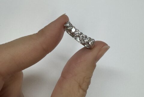 Platinum 7 Stone Curved Prong Set Genuine 1/2 Cttw Diamond Band