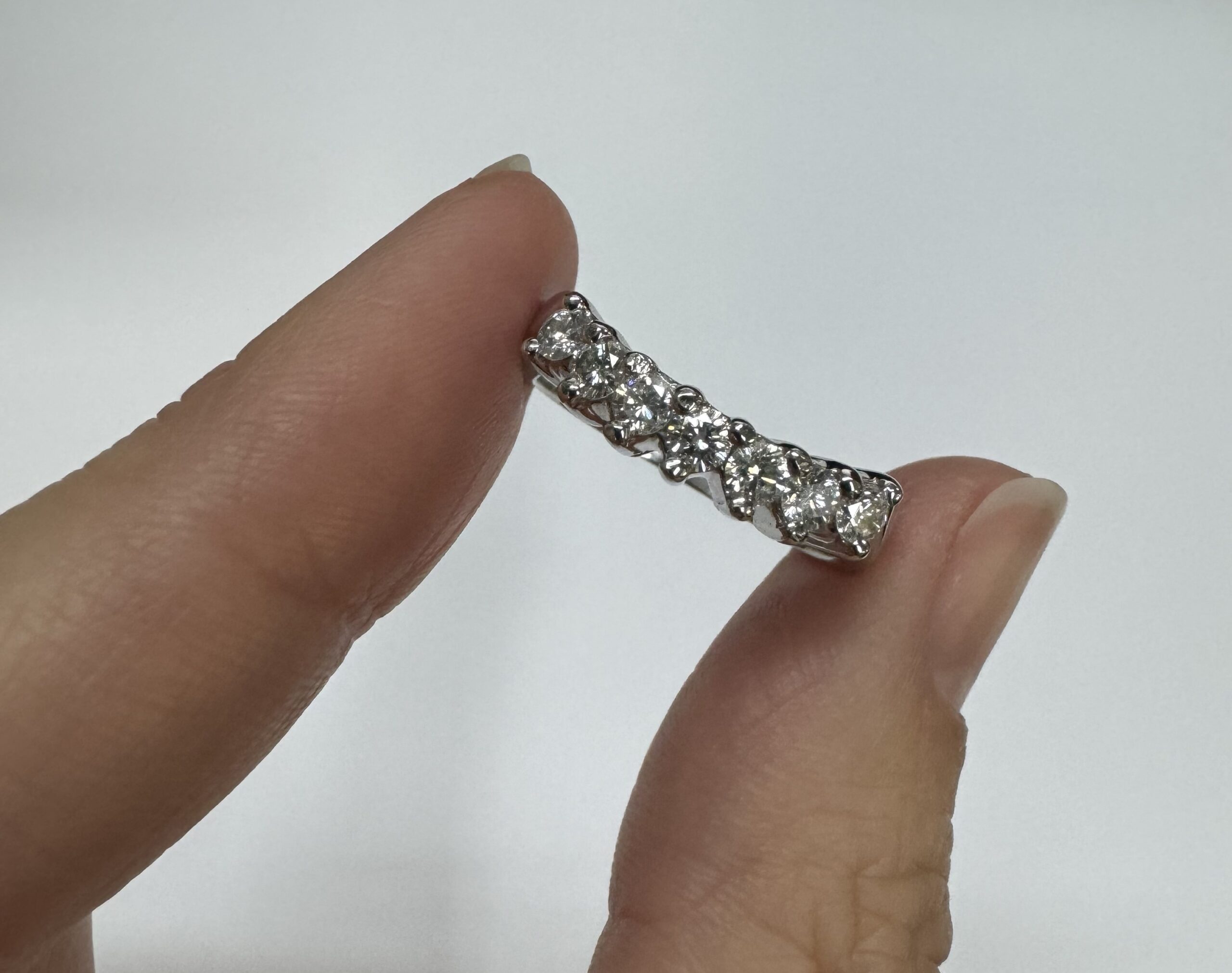 Platinum 7 Stone Curved Prong Set Genuine 1/2 Cttw Diamond Band - Image 11