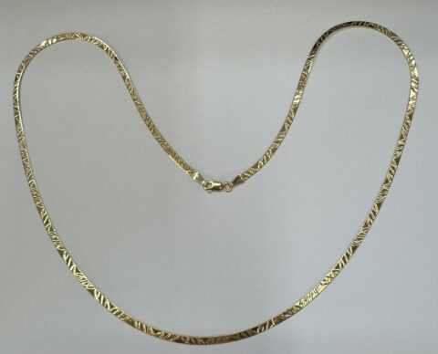 14k Yellow Gold 3 MM Textured 24” Herringbone Chain