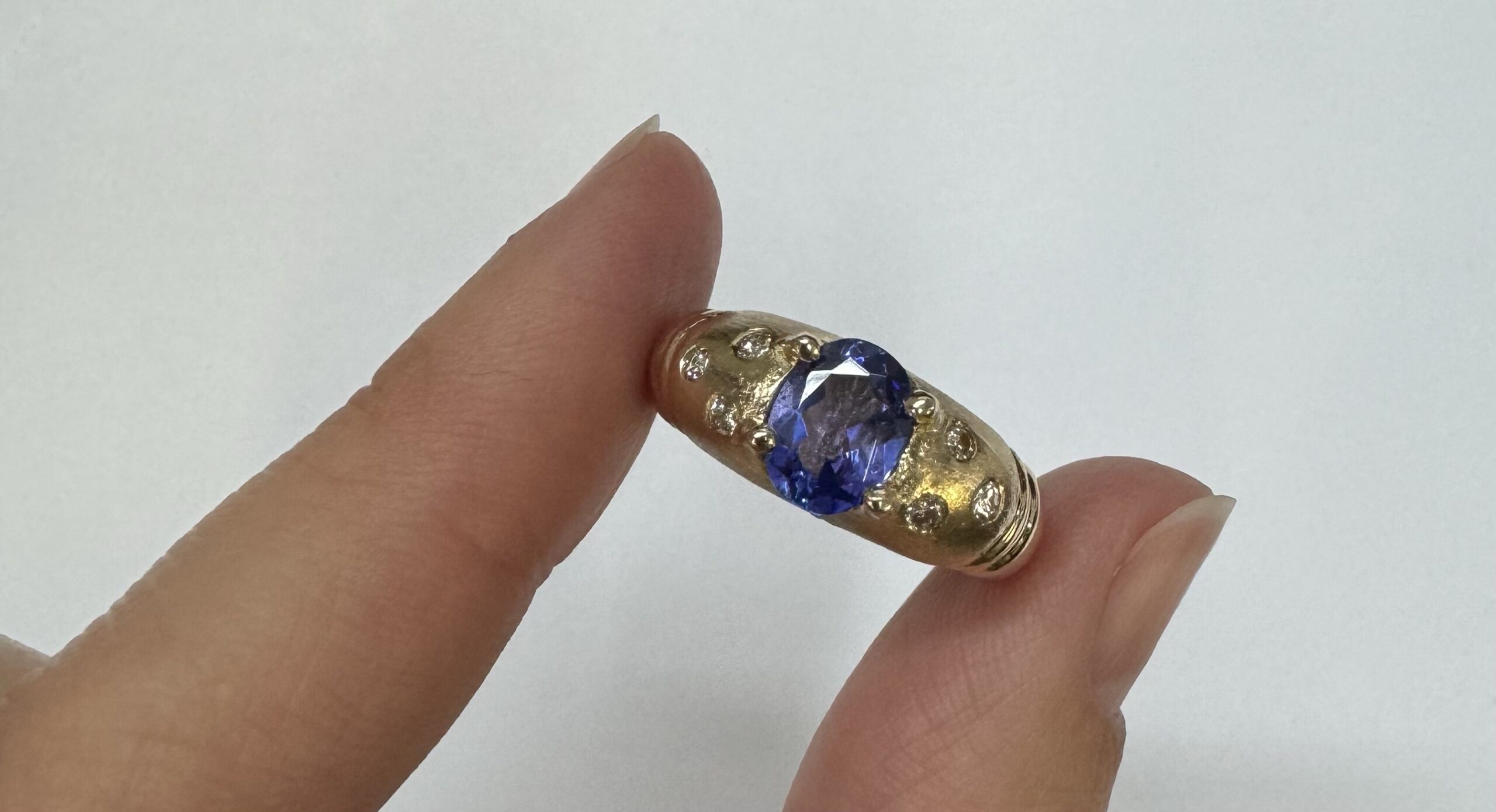 14k Yellow Gold Genuine 1.15 Cttw Tanzanite & Diamond Ring - Image 2