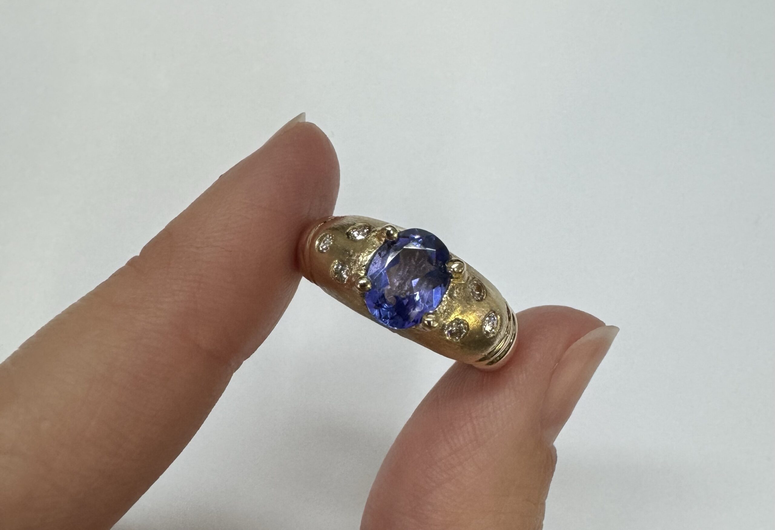 14k Yellow Gold Genuine 1.15 Cttw Tanzanite & Diamond Ring - Image 3