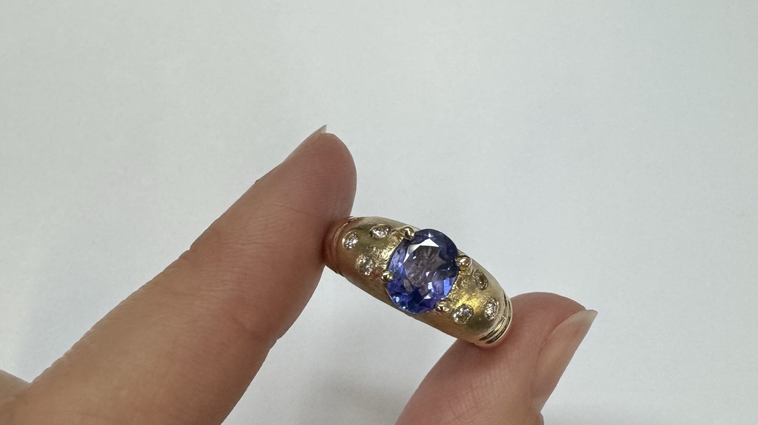 14k Yellow Gold Genuine 1.15 Cttw Tanzanite & Diamond Ring