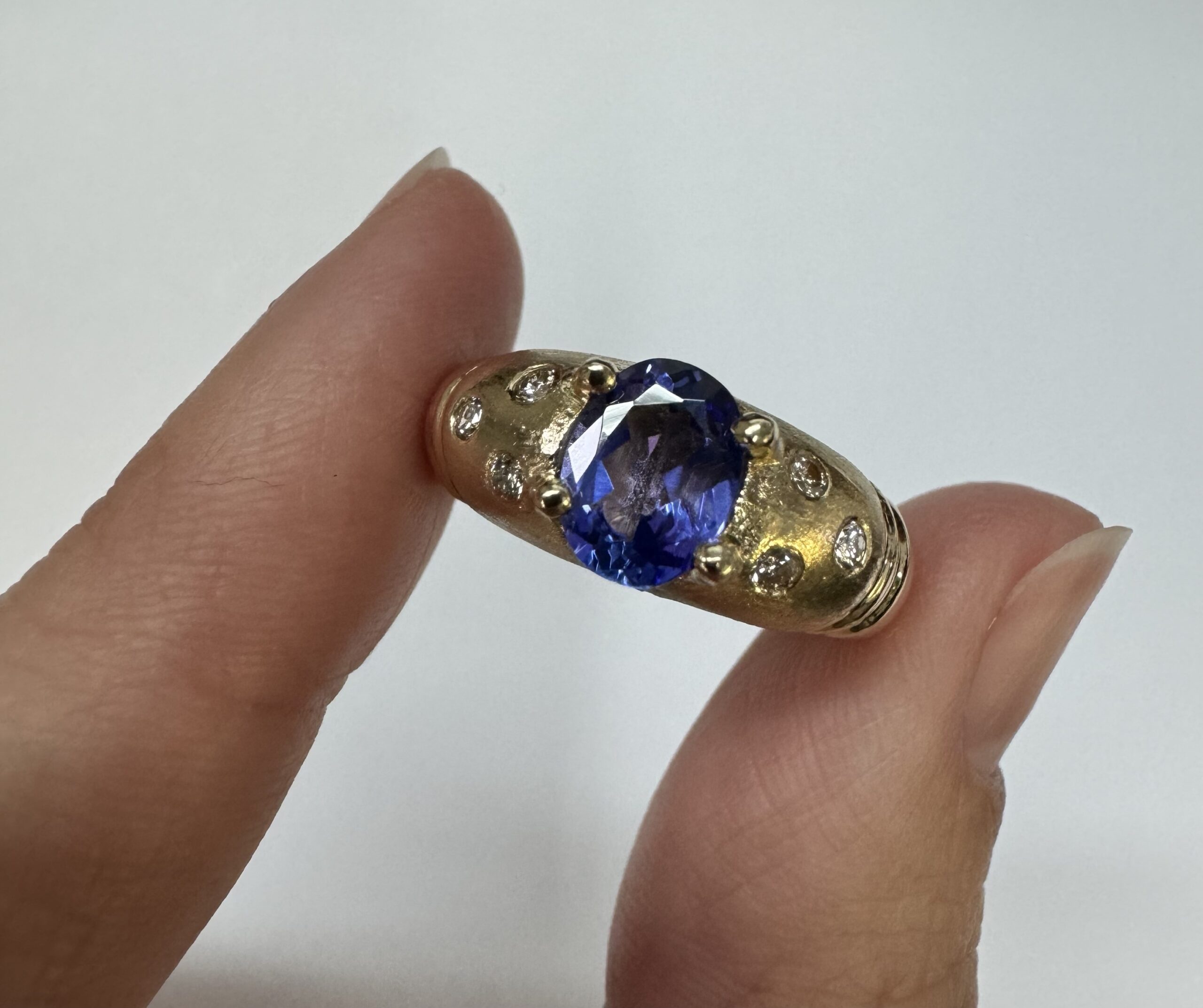 14k Yellow Gold Genuine 1.15 Cttw Tanzanite & Diamond Ring - Image 6