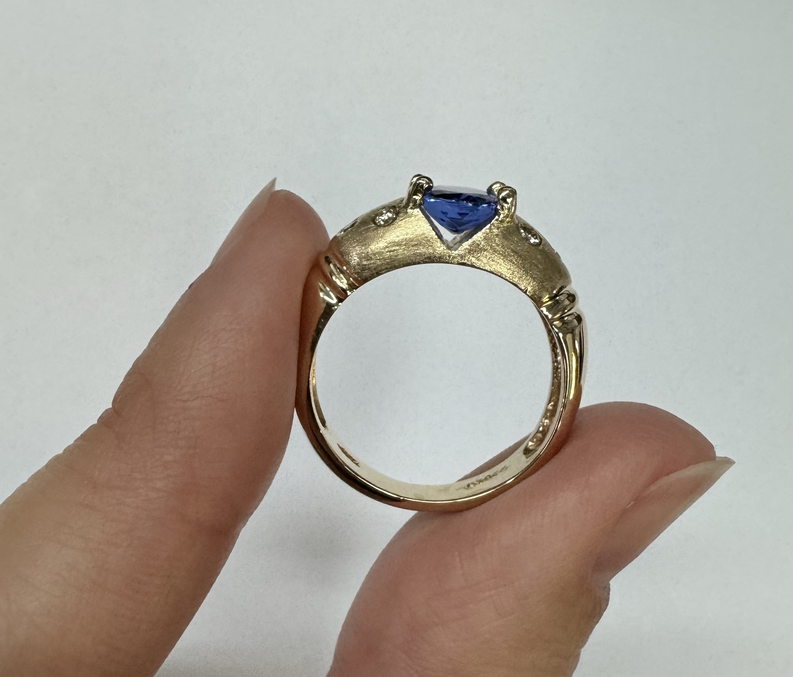 14k Yellow Gold Genuine 1.15 Cttw Tanzanite & Diamond Ring - Image 5