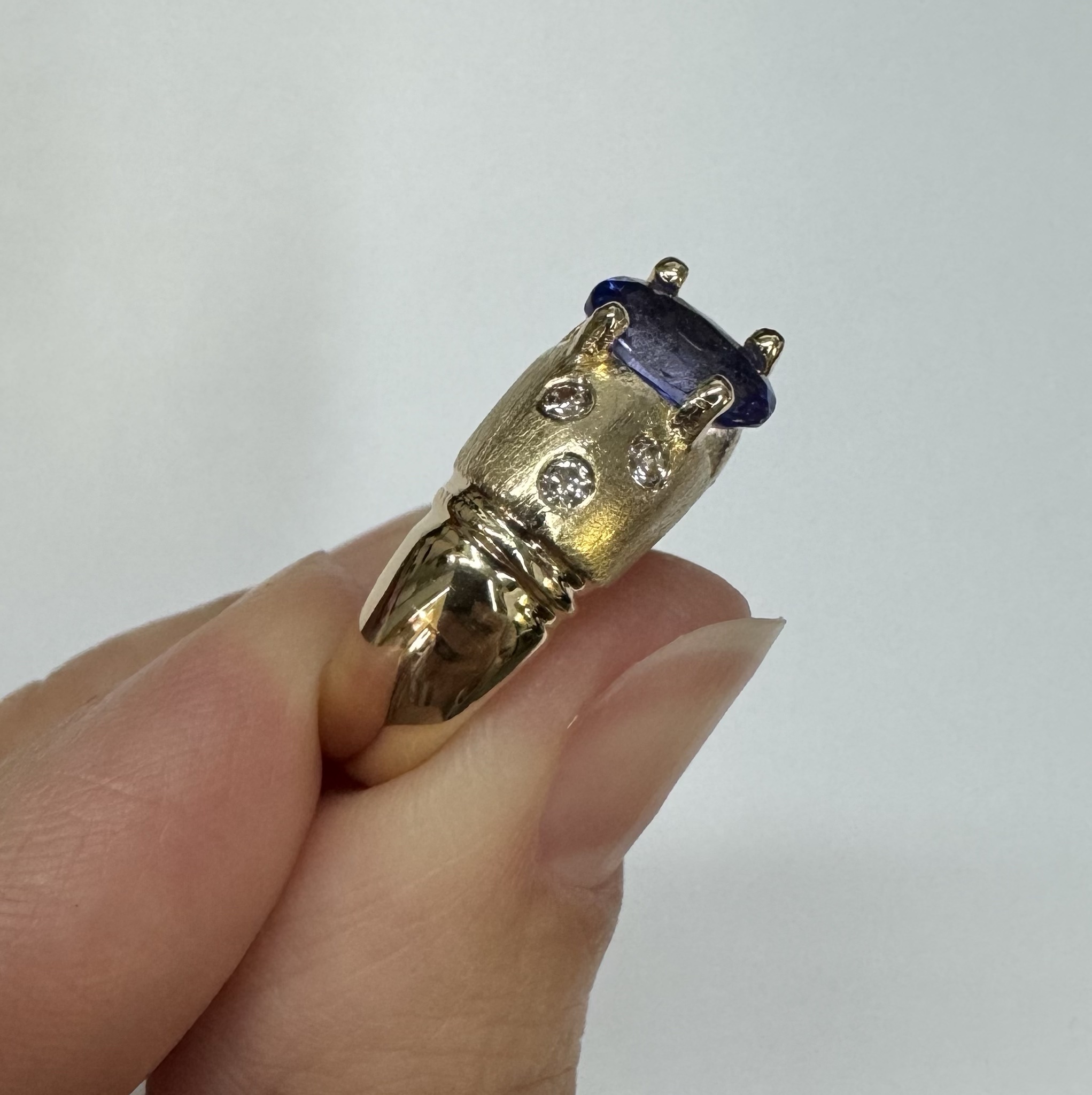 14k Yellow Gold Genuine 1.15 Cttw Tanzanite & Diamond Ring - Image 4