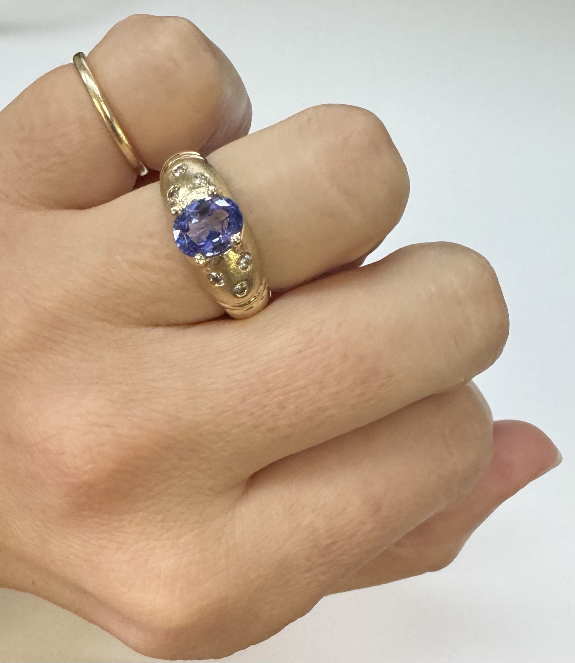 14k Yellow Gold Genuine 1.15 Cttw Tanzanite & Diamond Ring - Image 12