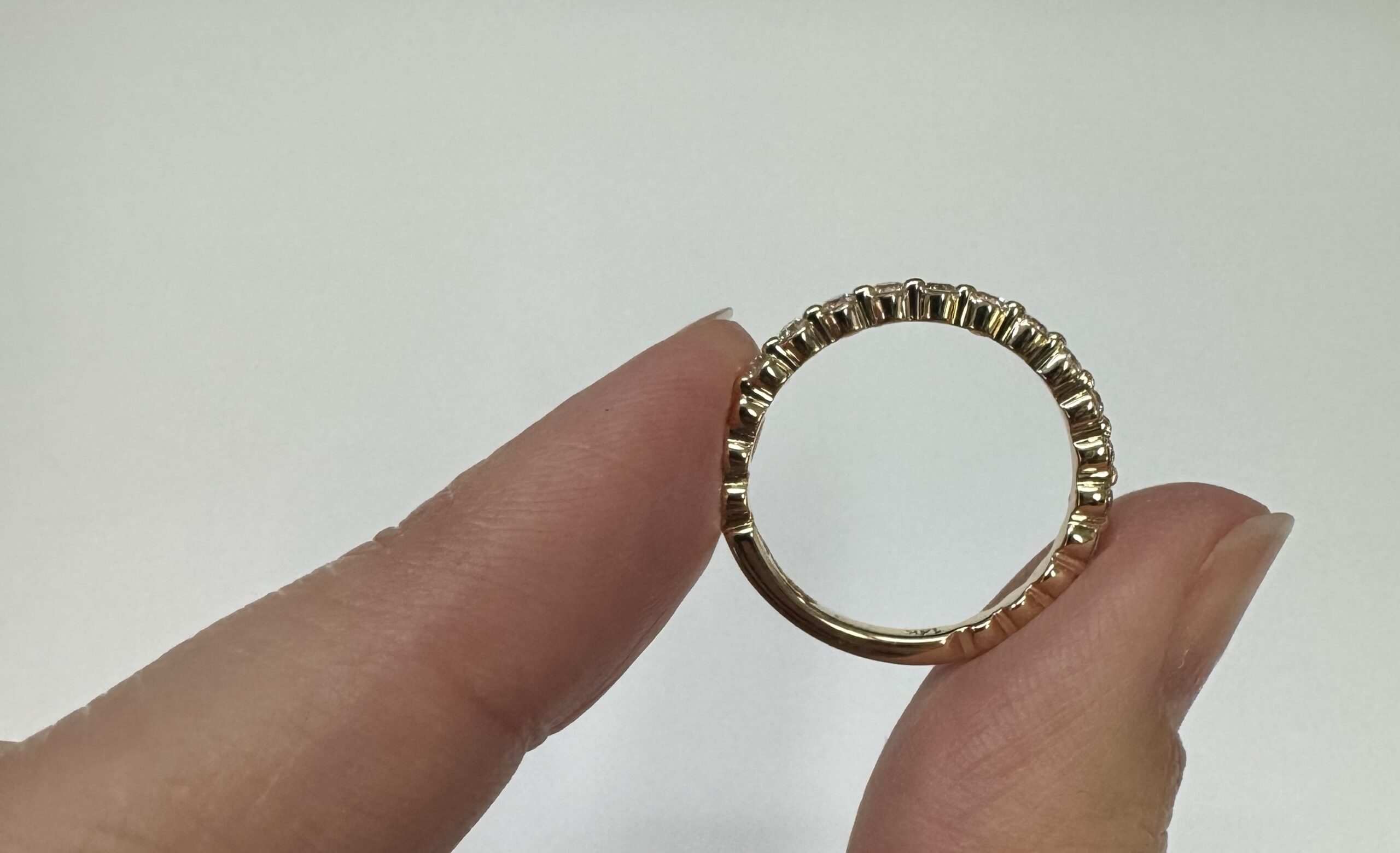 14k Yellow Gold 12 Stone Genuine .35 Cttw Round Brilliant Cut Diamond Single Prong 3/4 Band - Image 7