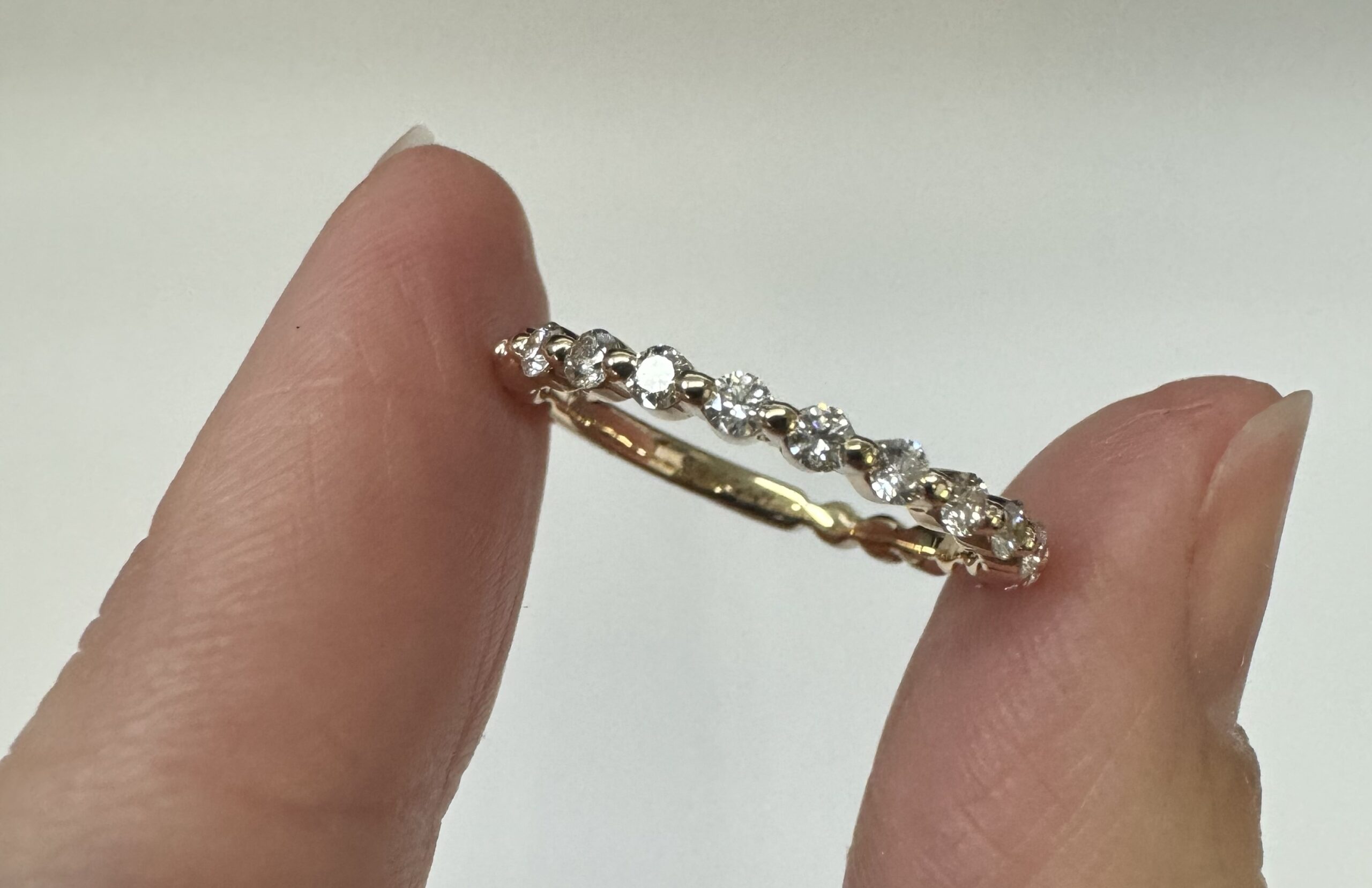 14k Yellow Gold 12 Stone Genuine .35 Cttw Round Brilliant Cut Diamond Single Prong 3/4 Band - Image 12