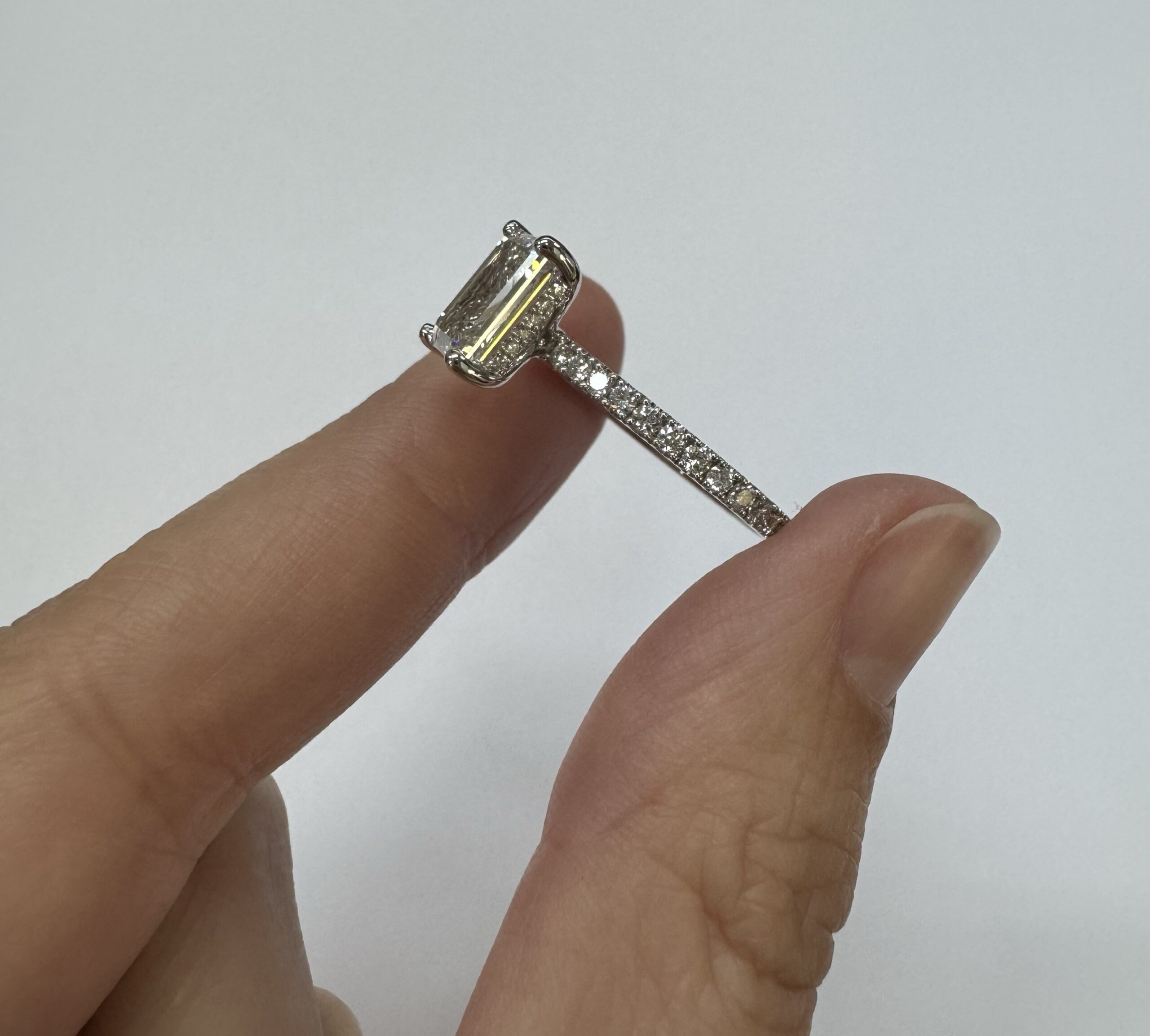 14k White Gold Genuine 2.21 CTTW Lab Grown Emerald Cut Diamond Engagement Ring With Hidden Halo - Image 2