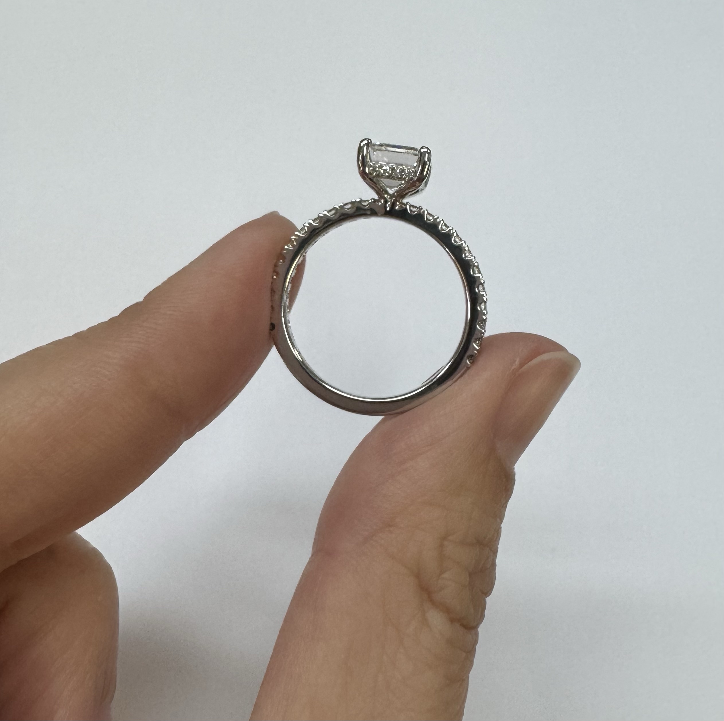 14k White Gold Genuine 2.21 CTTW Lab Grown Emerald Cut Diamond Engagement Ring With Hidden Halo - Image 8