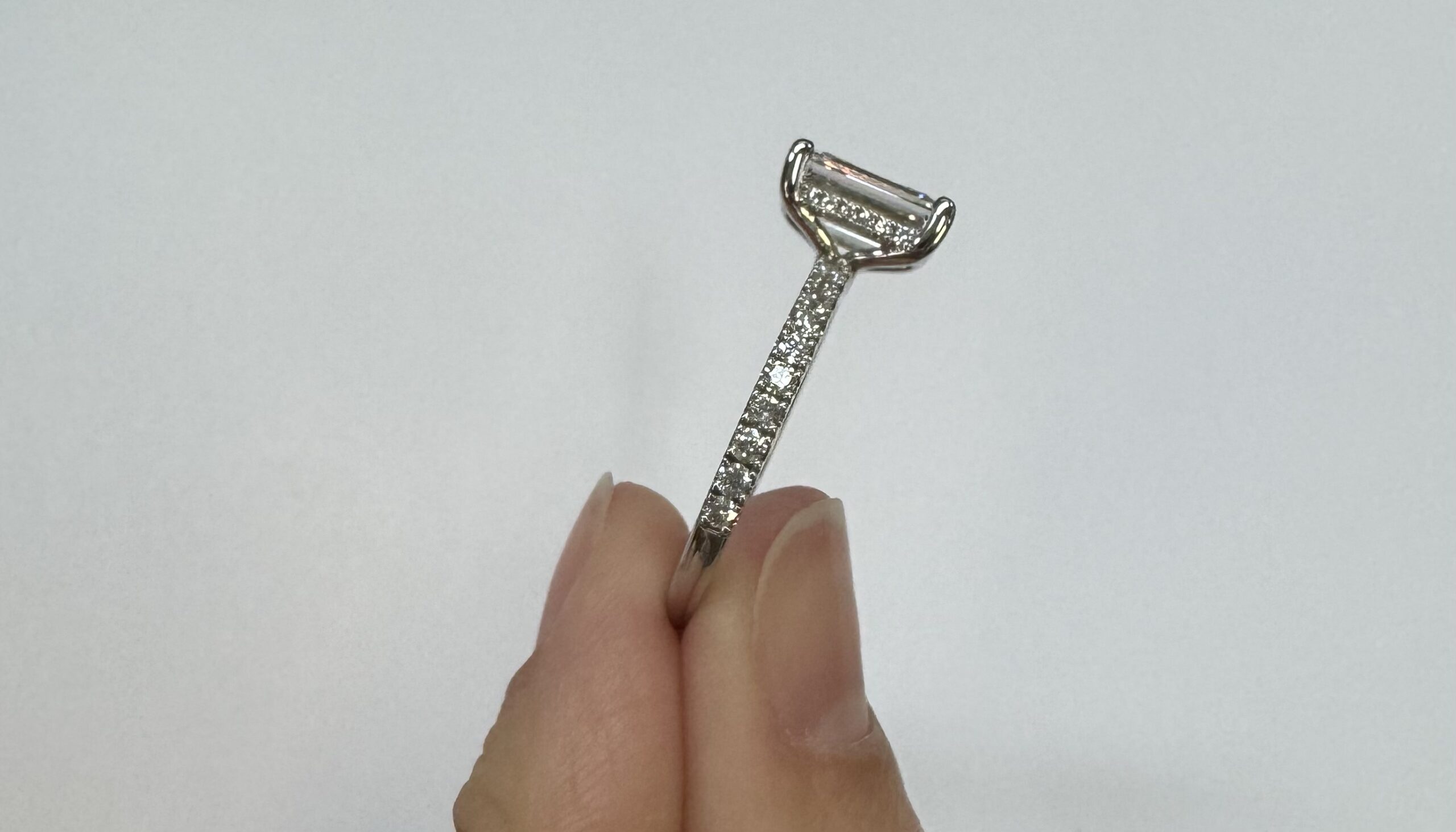 14k White Gold Genuine 2.21 CTTW Lab Grown Emerald Cut Diamond Engagement Ring With Hidden Halo - Image 5