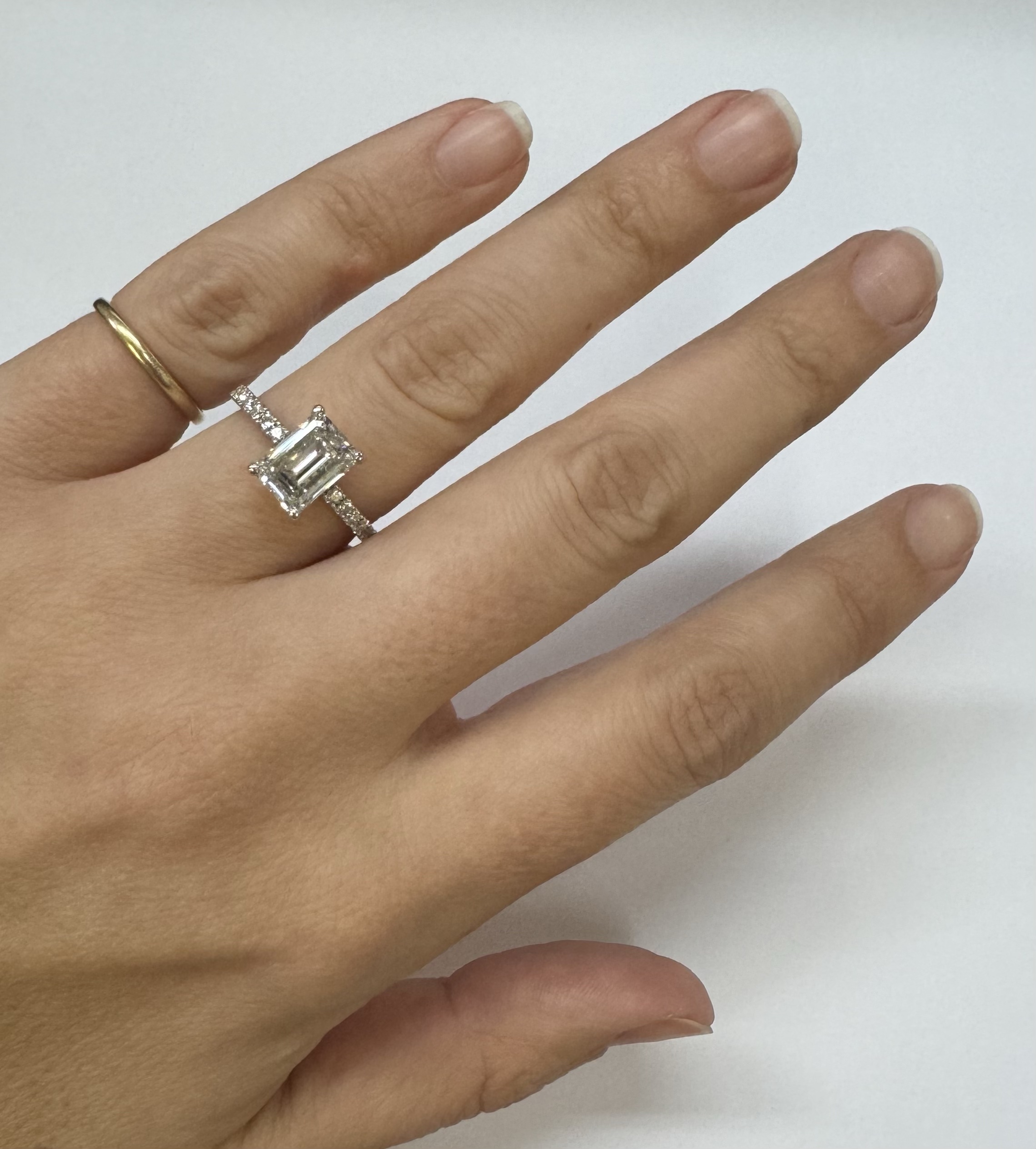 14k White Gold Genuine 2.21 CTTW Lab Grown Emerald Cut Diamond Engagement Ring With Hidden Halo - Image 27