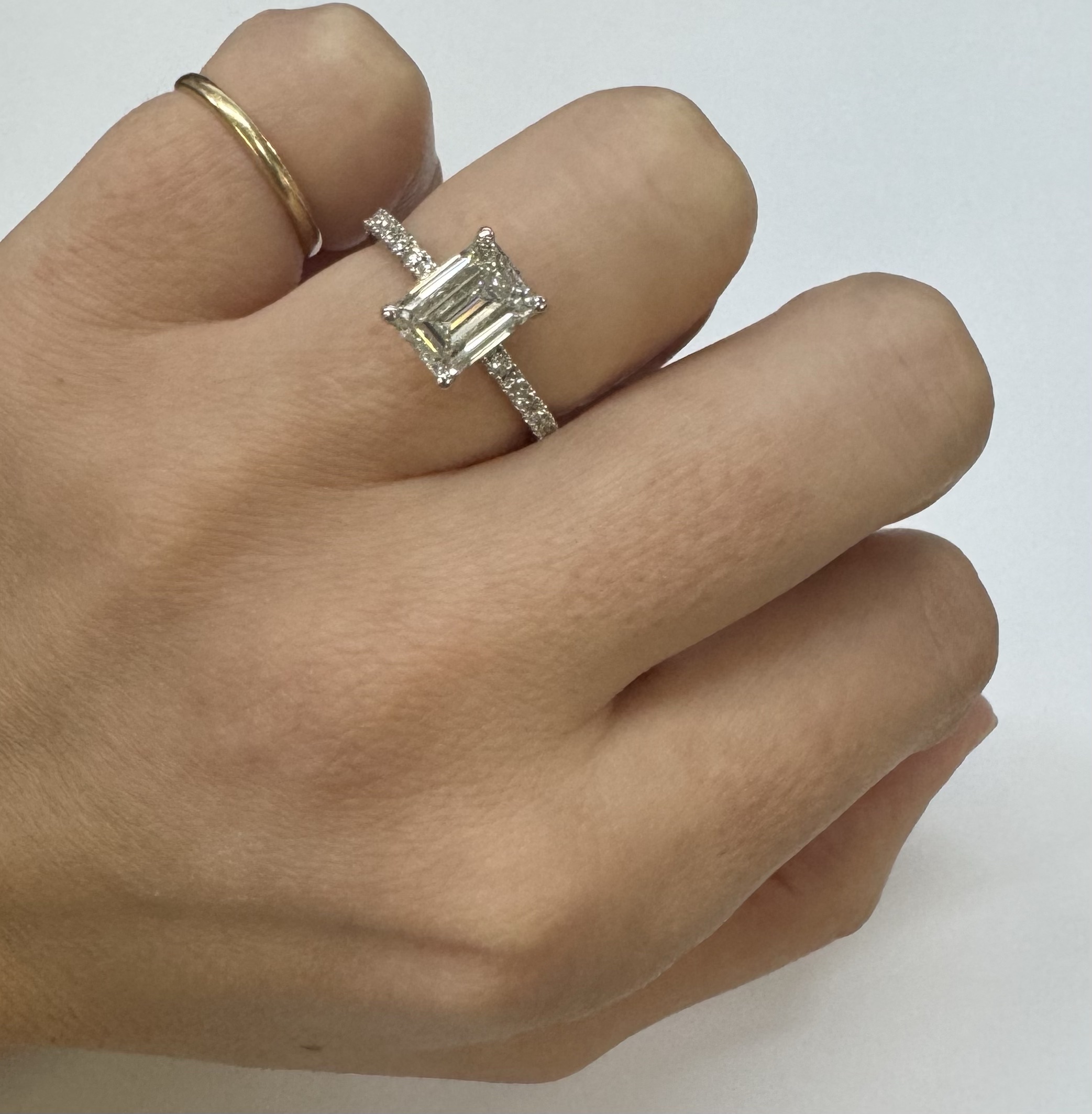 14k White Gold Genuine 2.21 CTTW Lab Grown Emerald Cut Diamond Engagement Ring With Hidden Halo - Image 28