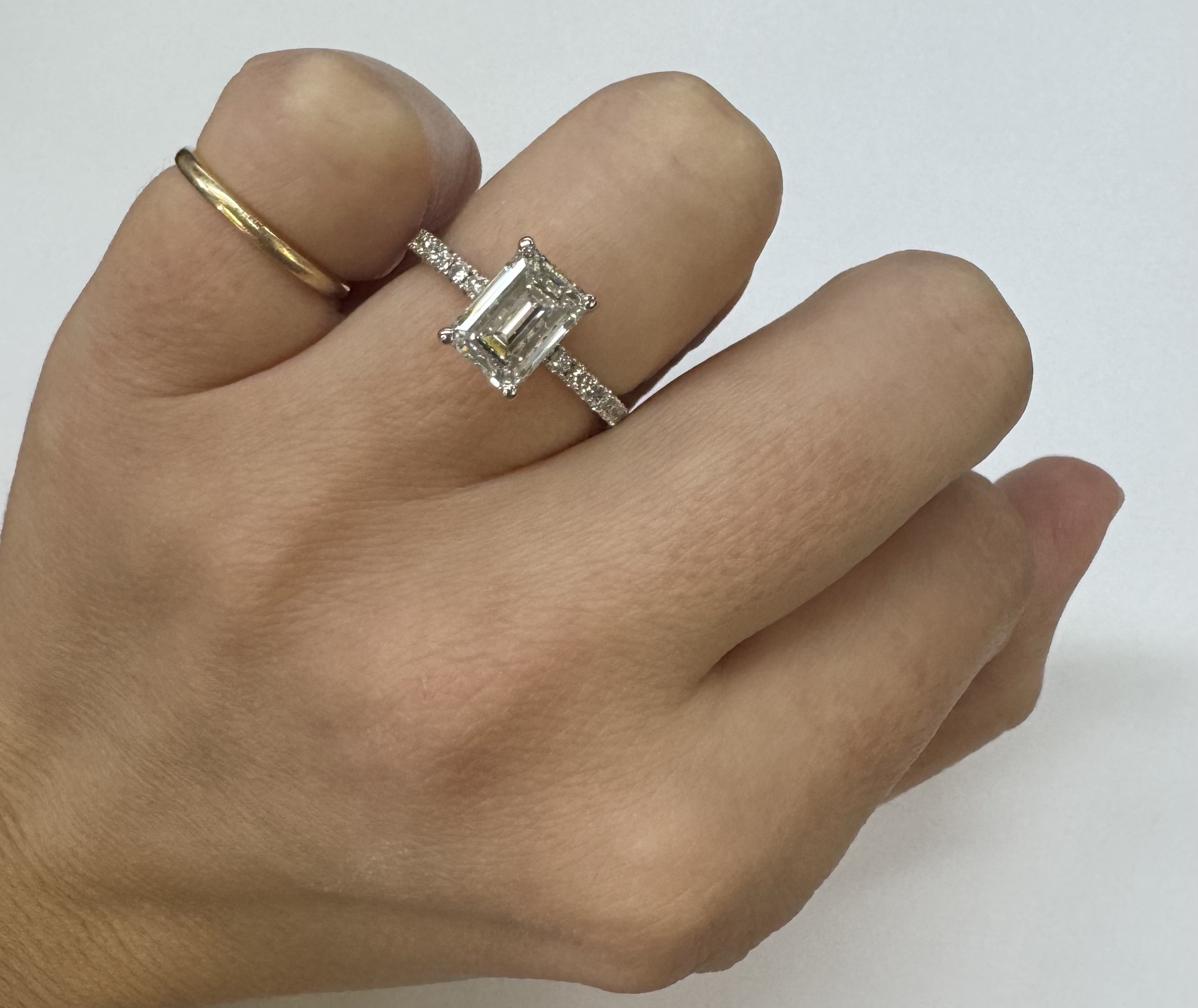 14k White Gold Genuine 2.21 CTTW Lab Grown Emerald Cut Diamond Engagement Ring With Hidden Halo - Image 29