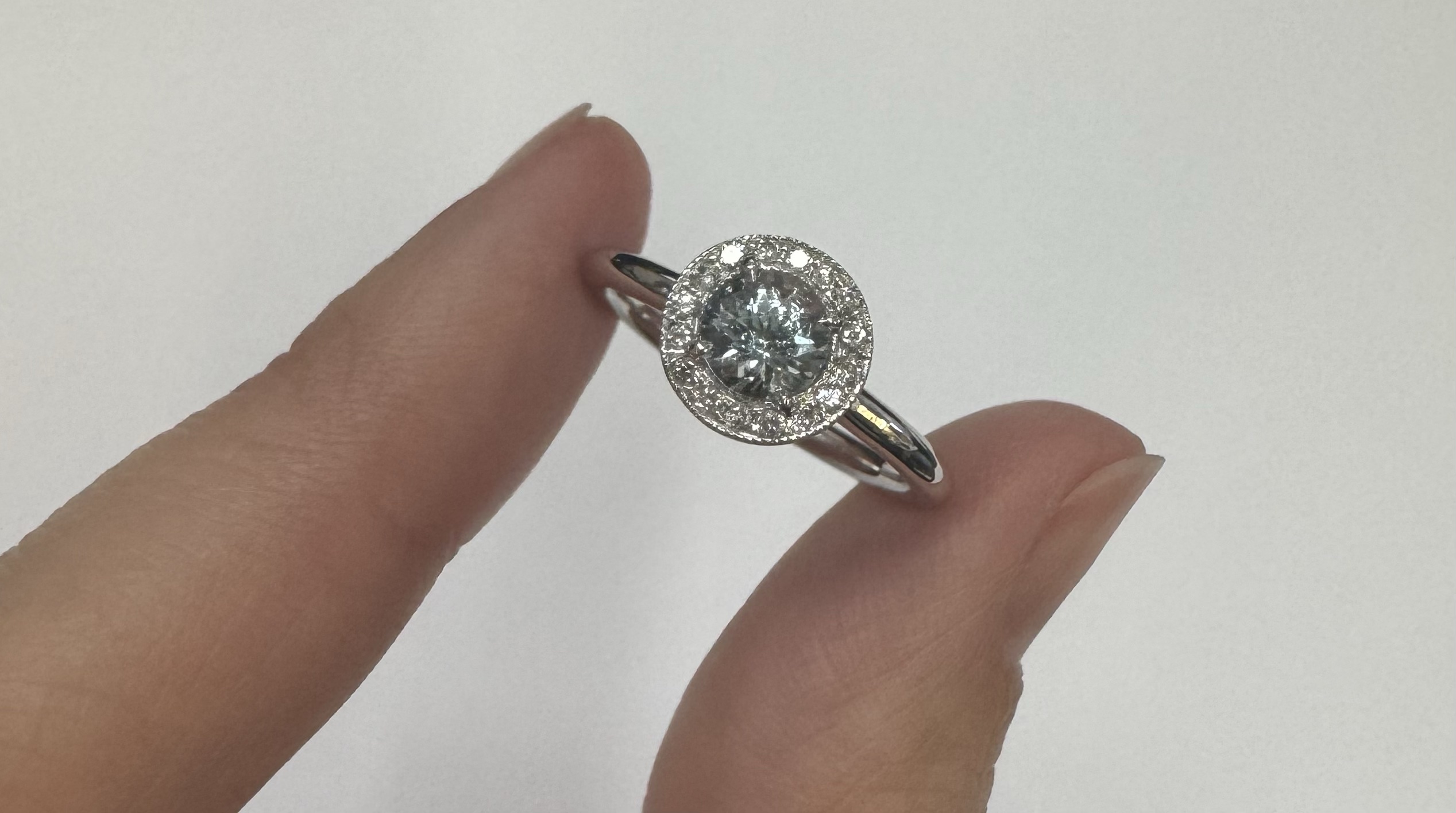 14k White Gold Genuine 1/2 Carat Aquamarine & Diamond Halo Ring - Image 22