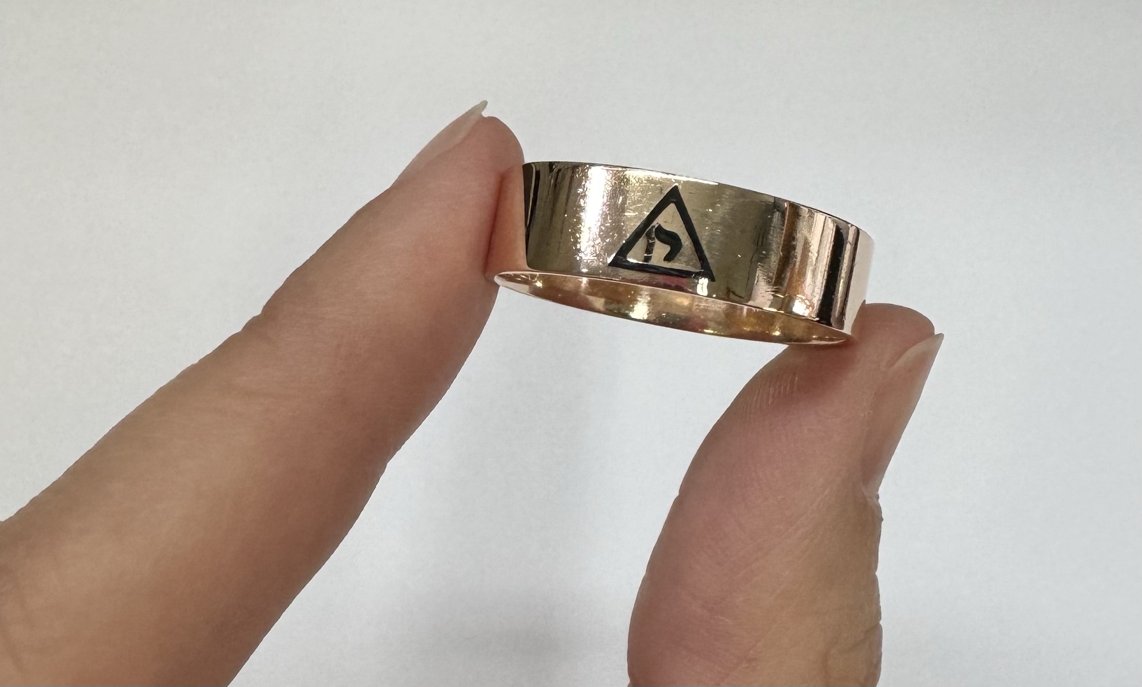 14k Yellow Gold 7 MM 14th Degree Scottish Rite Masonic Band - Image 3