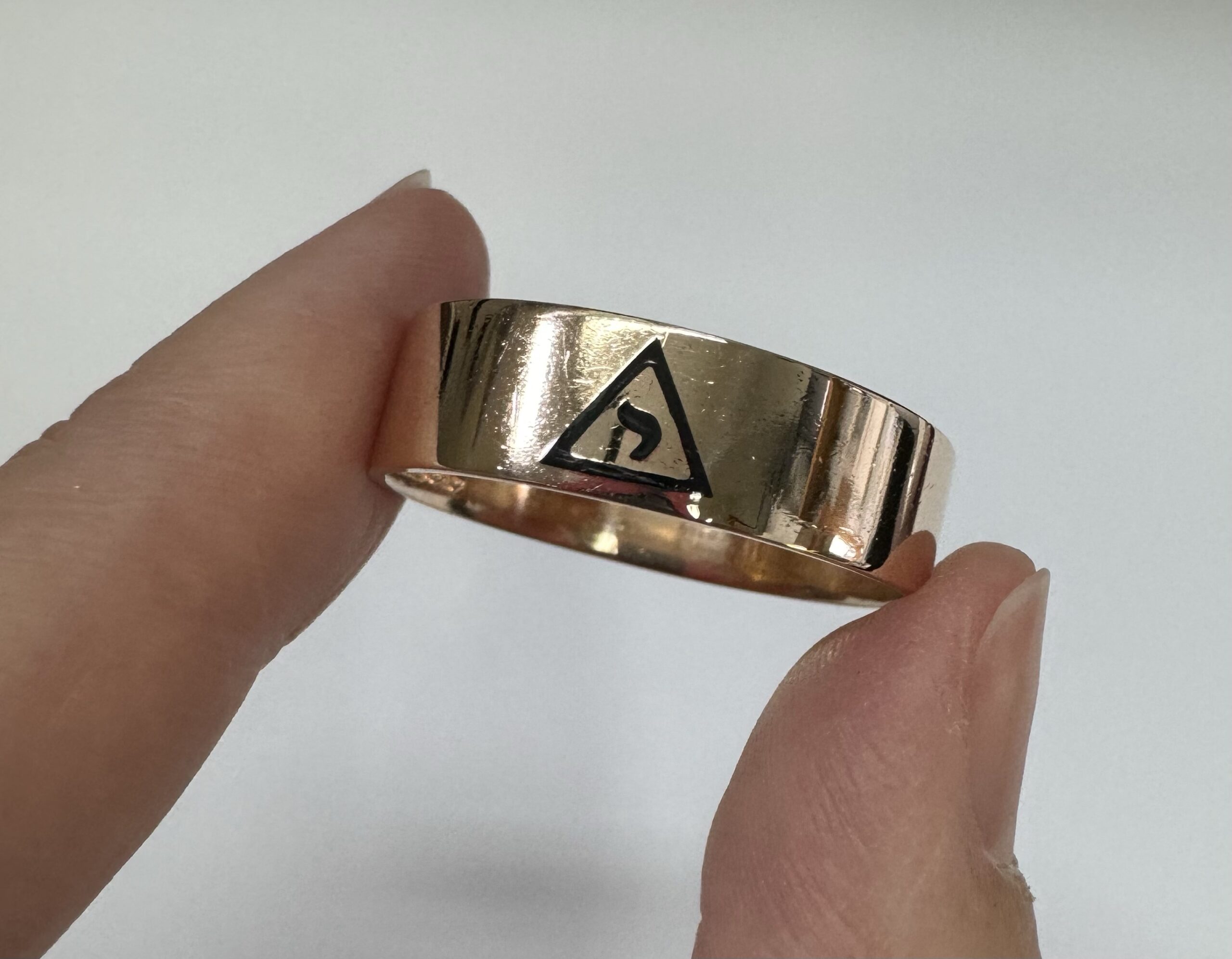 14k Yellow Gold 7 MM 14th Degree Scottish Rite Masonic Band - Image 9