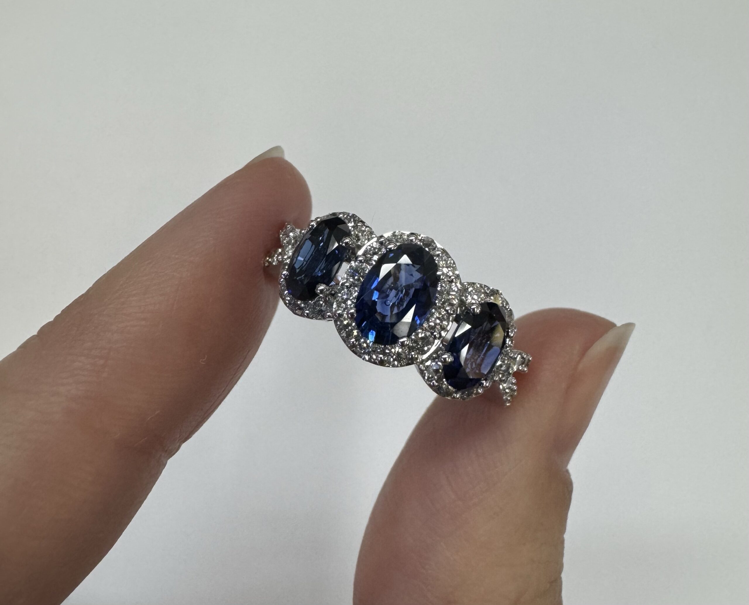 14k White Gold Genuine 2.09 Cttw Sapphire Triple Halo Ring With Split Shank - Image 44