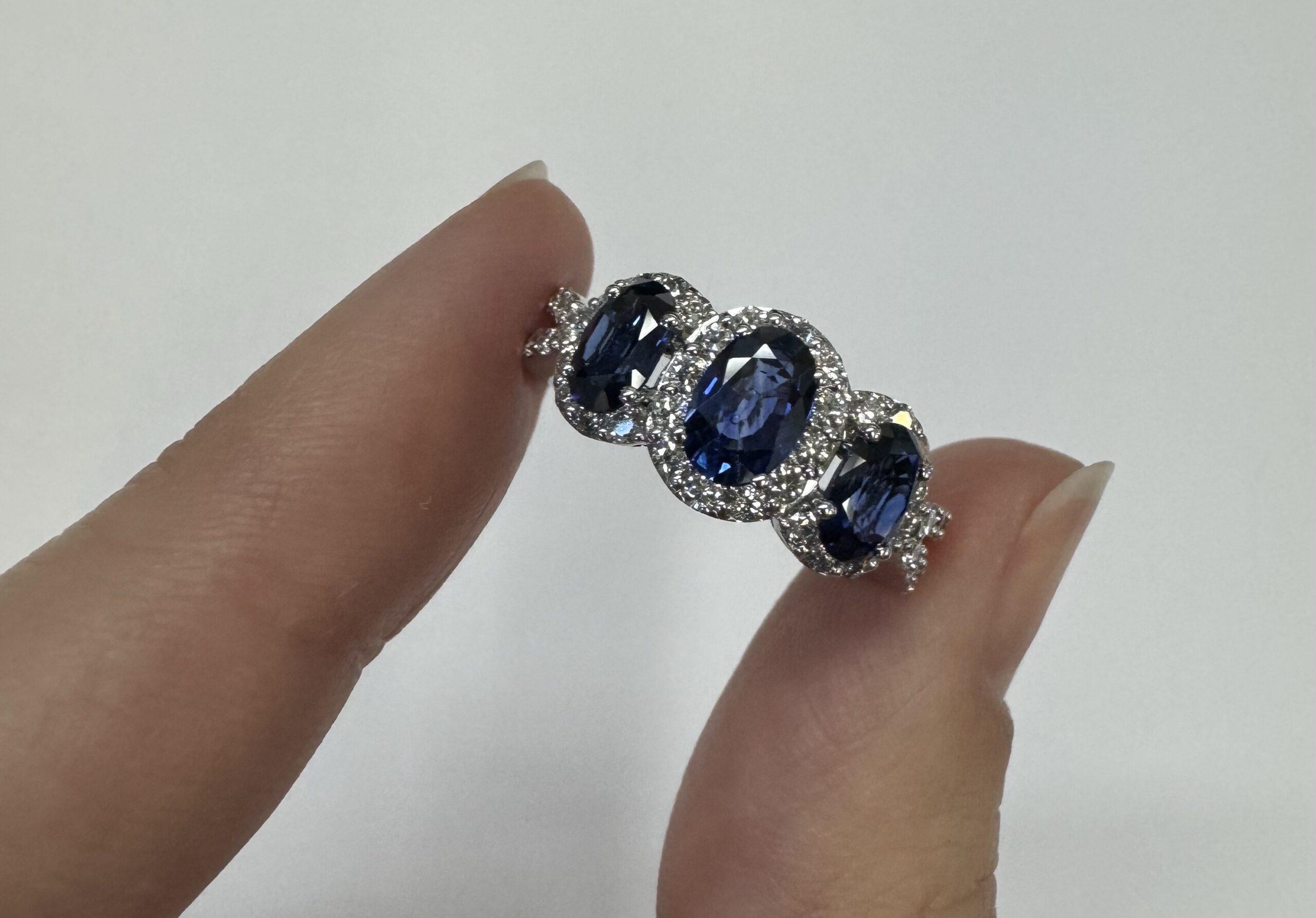 14k White Gold Genuine 2.09 Cttw Sapphire Triple Halo Ring With Split Shank - Image 45