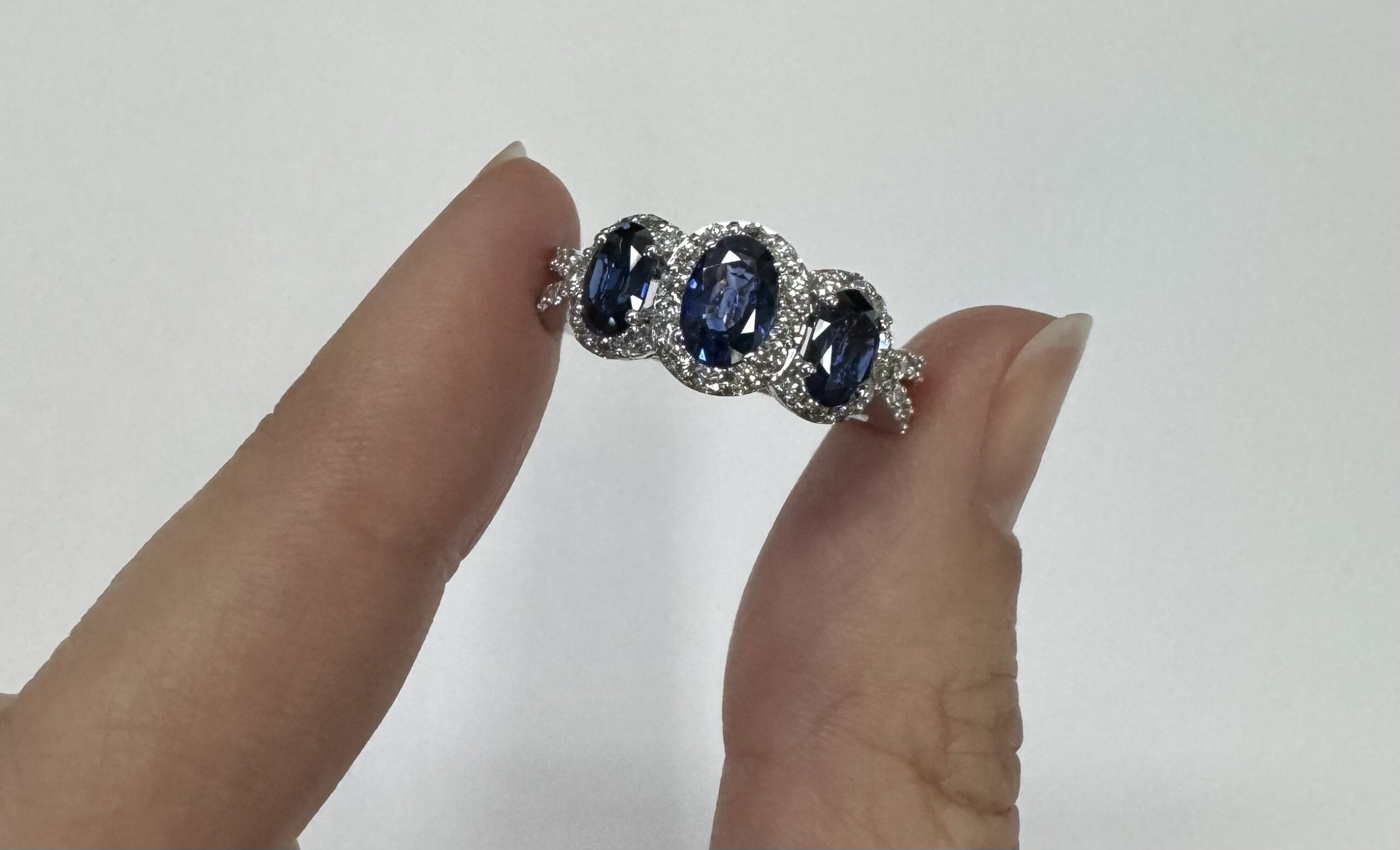 14k White Gold Genuine 2.09 Cttw Sapphire Triple Halo Ring With Split Shank - Image 47