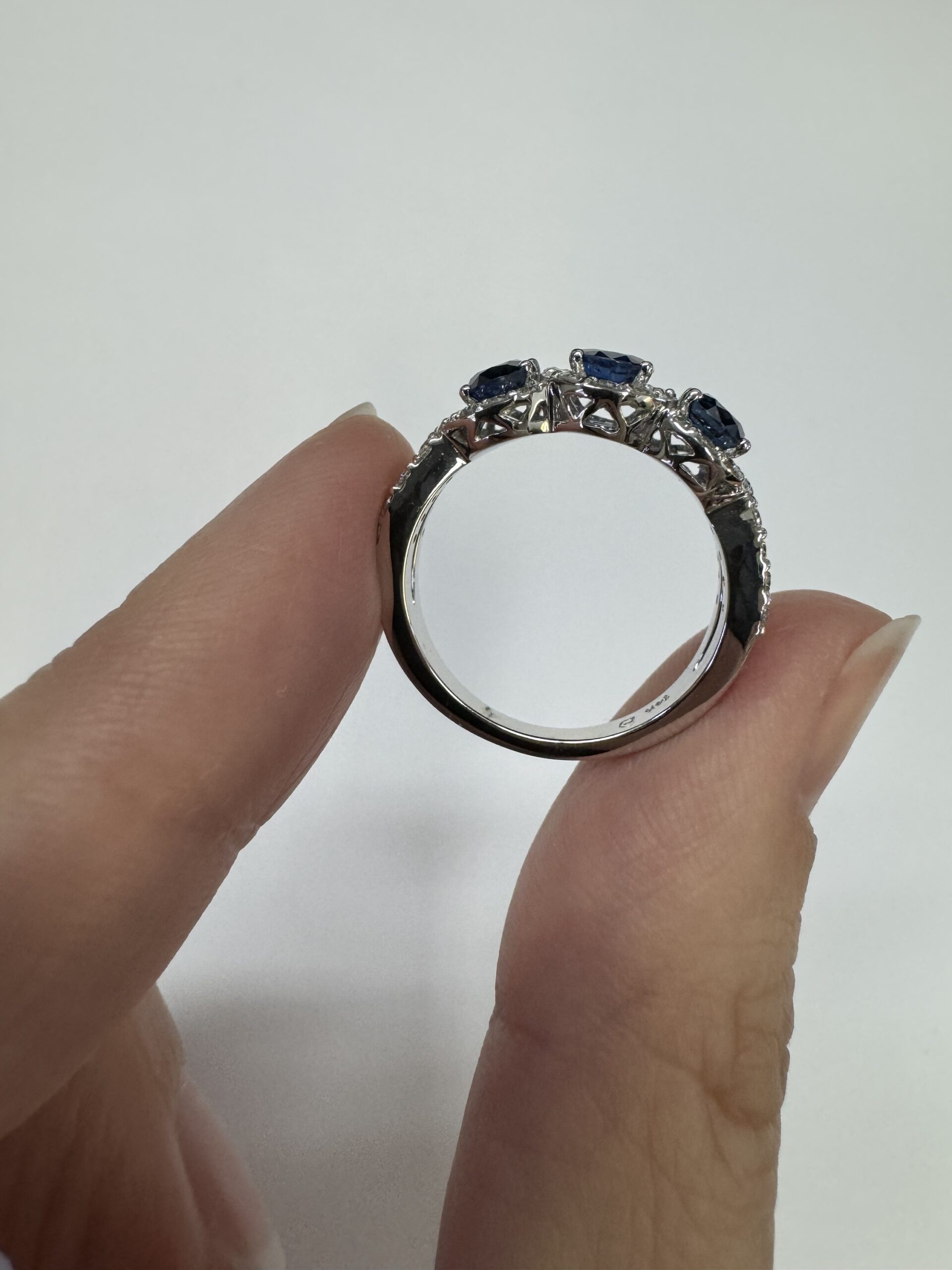 14k White Gold Genuine 2.09 Cttw Sapphire Triple Halo Ring With Split Shank - Image 49