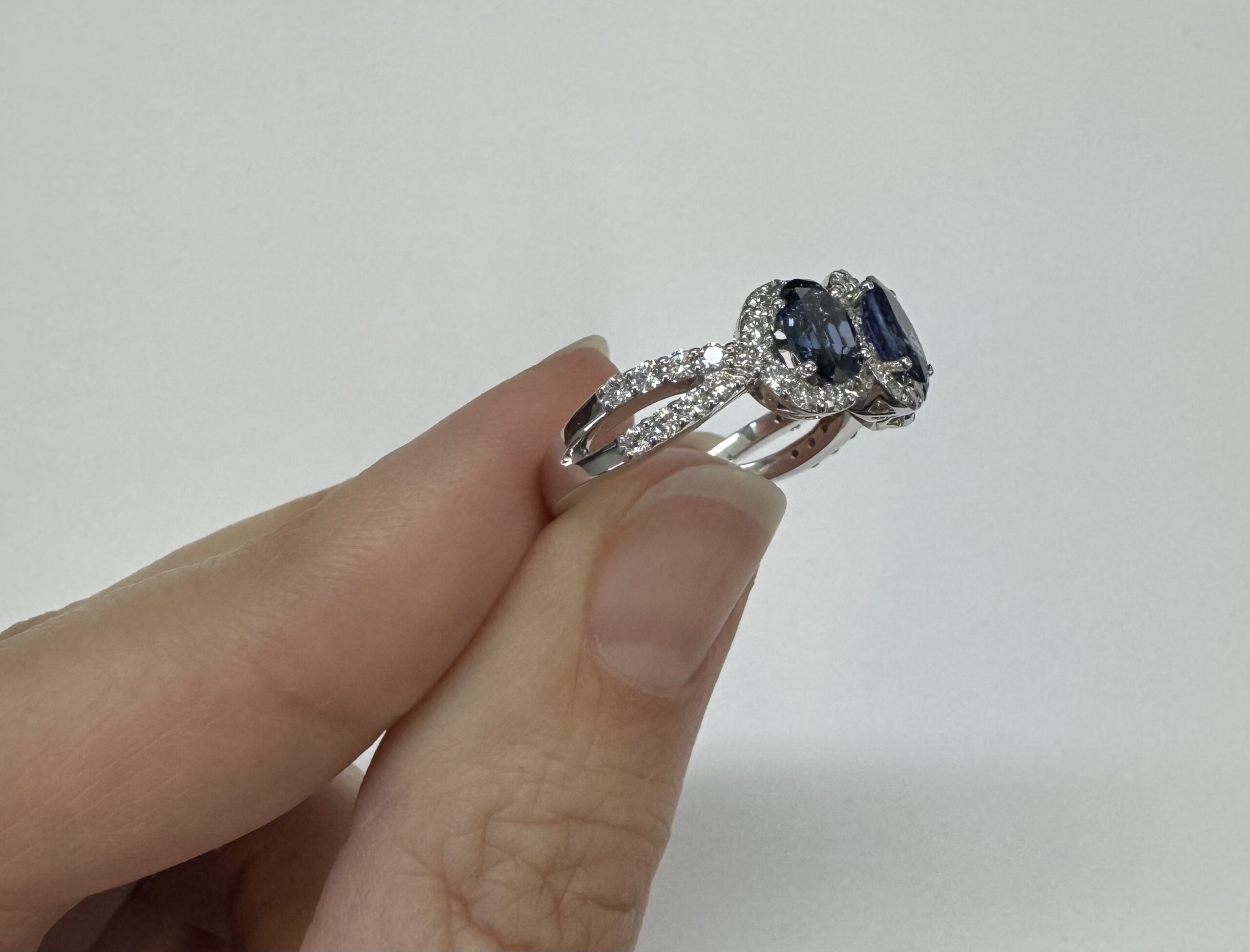 14k White Gold Genuine 2.09 Cttw Sapphire Triple Halo Ring With Split Shank - Image 39