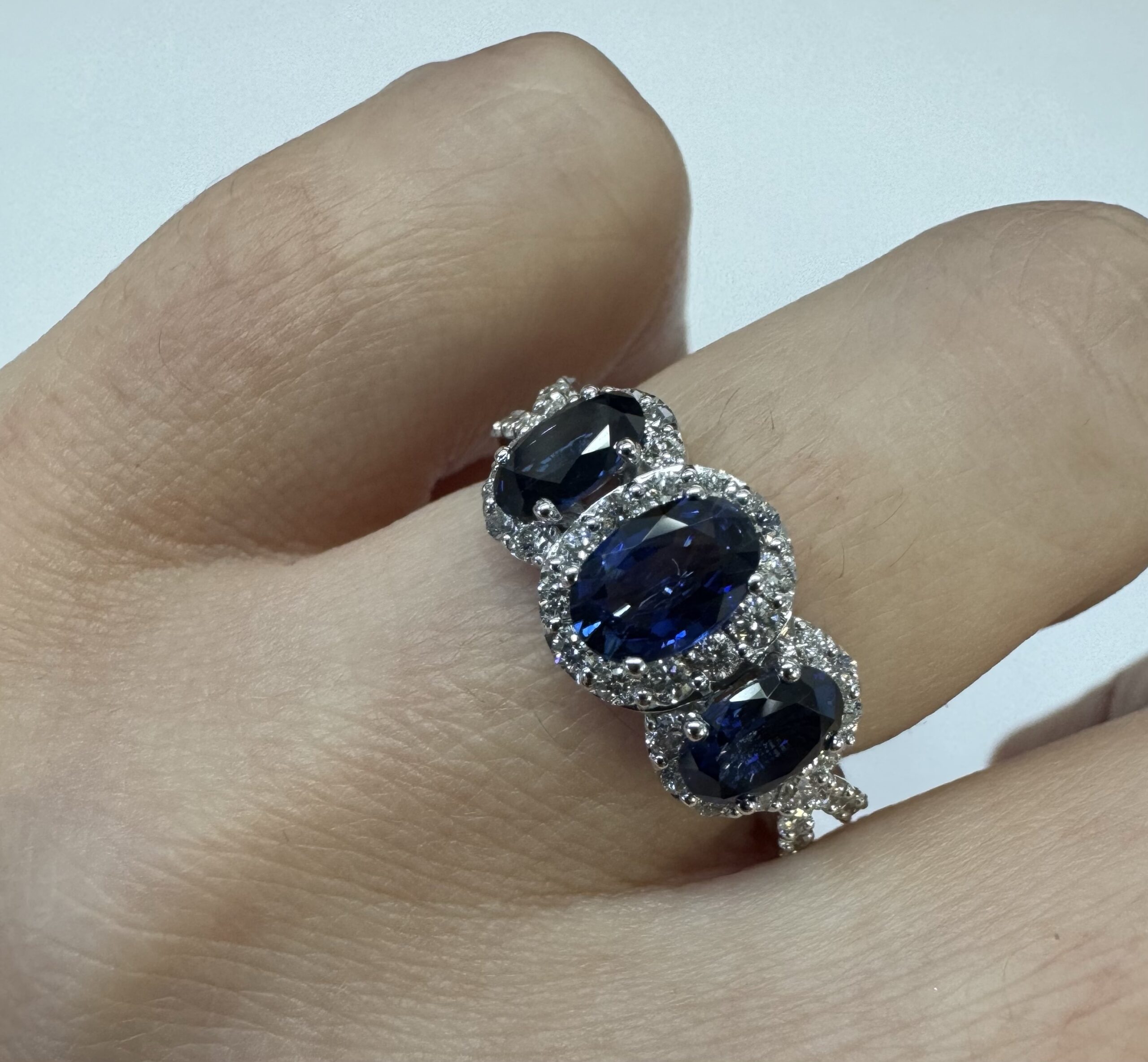 14k White Gold Genuine 2.09 Cttw Sapphire Triple Halo Ring With Split Shank - Image 30