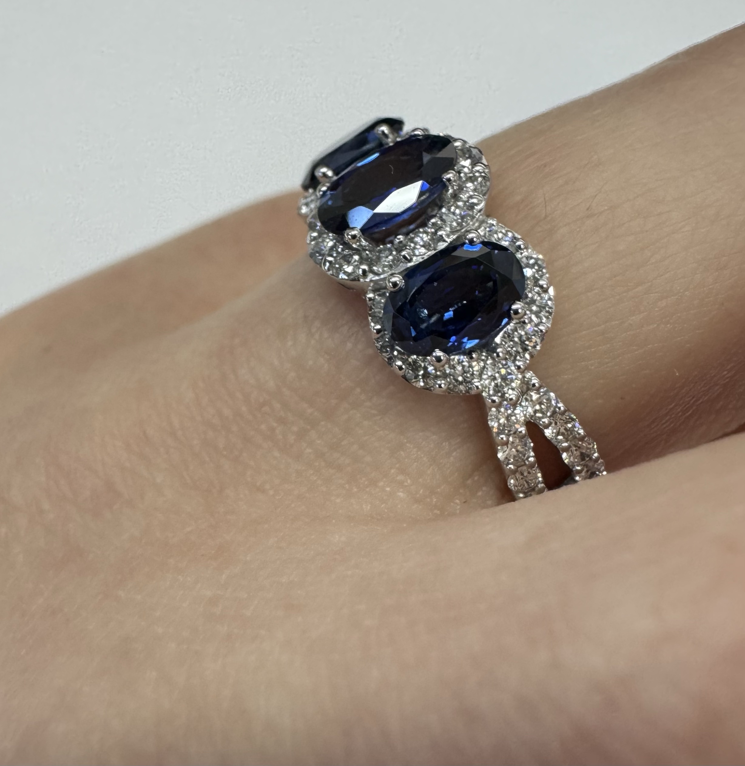 14k White Gold Genuine 2.09 Cttw Sapphire Triple Halo Ring With Split Shank - Image 28