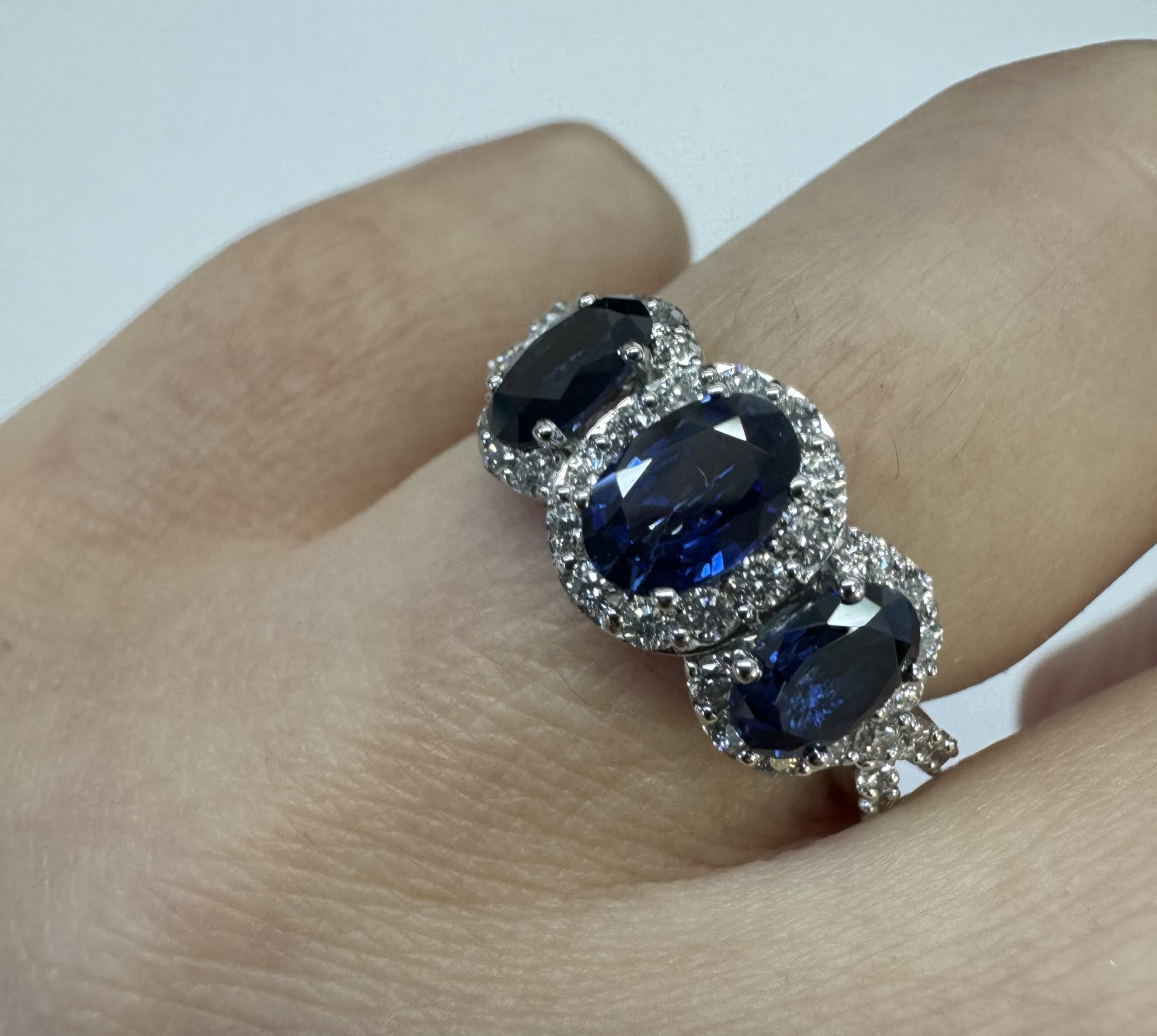 14k White Gold Genuine 2.09 Cttw Sapphire Triple Halo Ring With Split Shank - Image 27