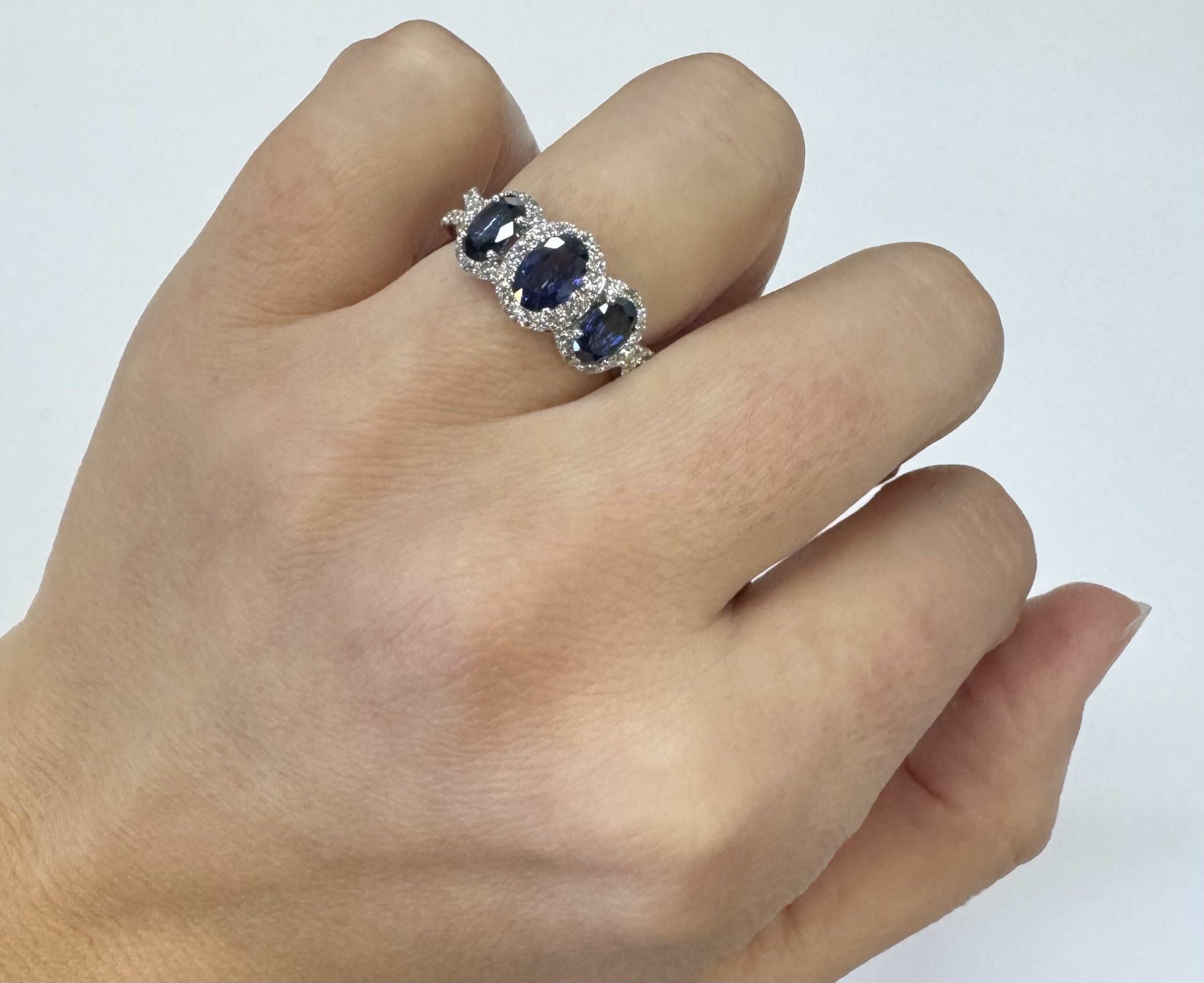 14k White Gold Genuine 2.09 Cttw Sapphire Triple Halo Ring With Split Shank - Image 26