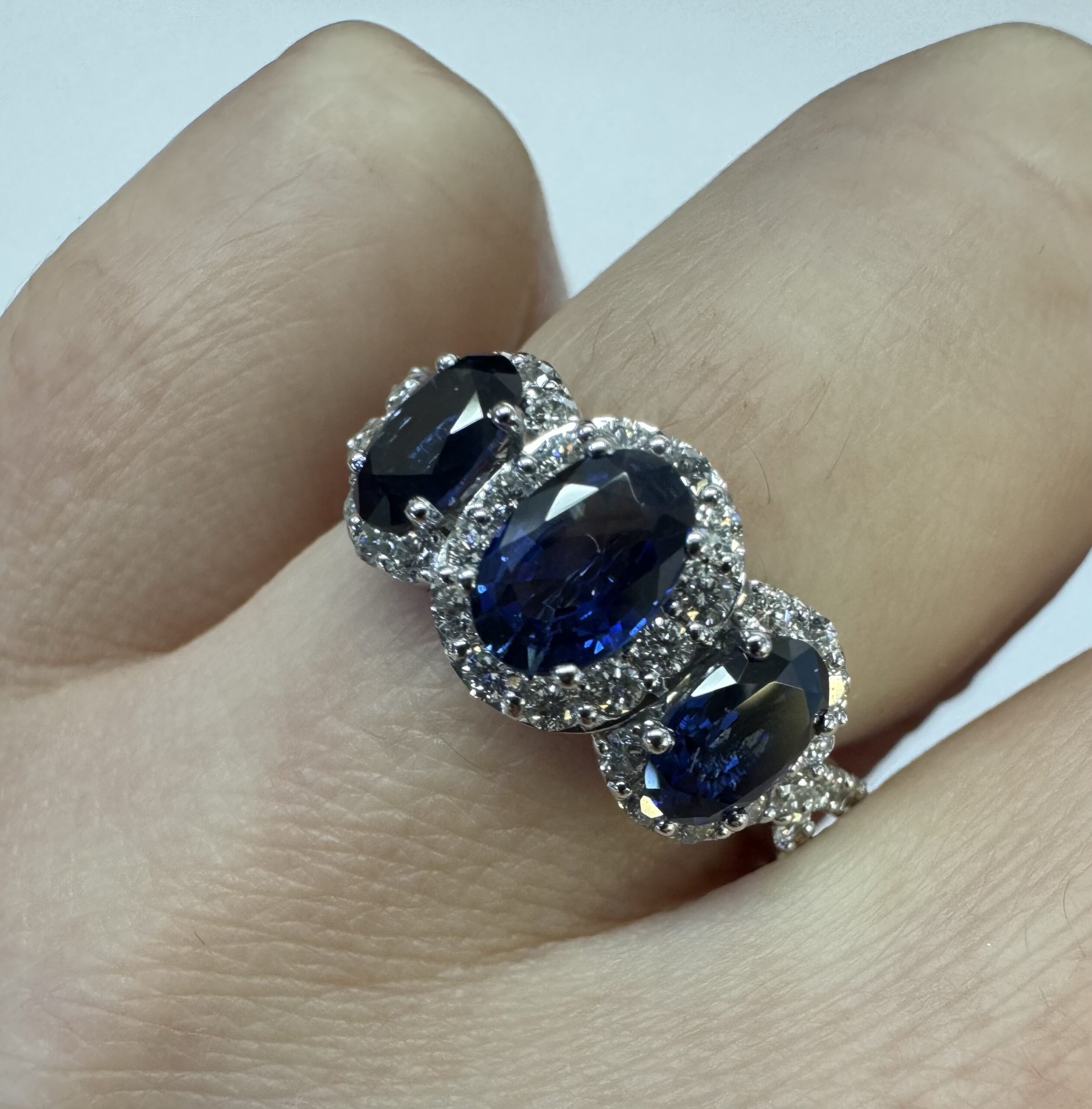 14k White Gold Genuine 2.09 Cttw Sapphire Triple Halo Ring With Split Shank - Image 24