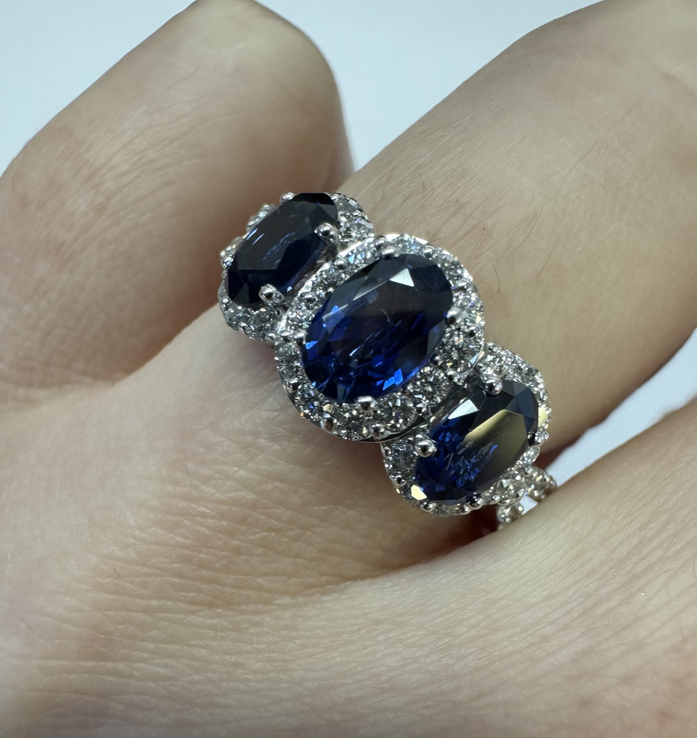 14k White Gold Genuine 2.09 Cttw Sapphire Triple Halo Ring With Split Shank - Image 23