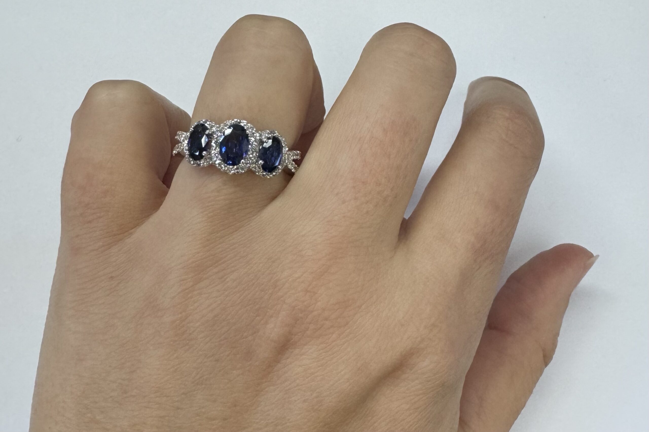 14k White Gold Genuine 2.09 Cttw Sapphire Triple Halo Ring With Split Shank - Image 22
